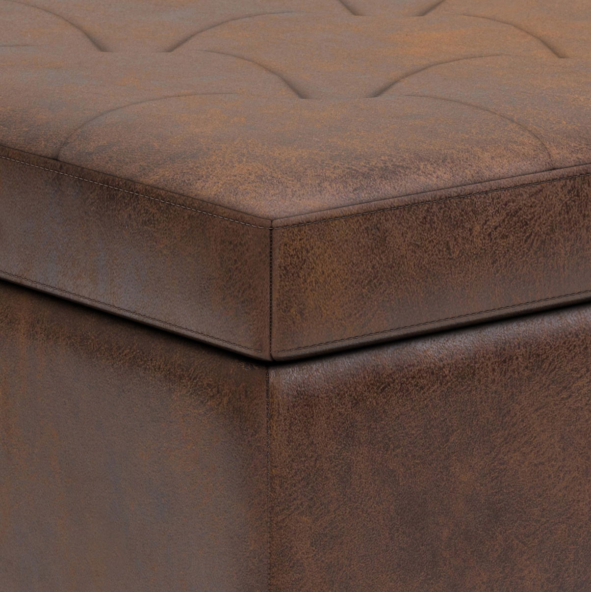 Shay - Large Square Coffee Table Storage Ottoman Mid-Century Style - Best Buy Furniture