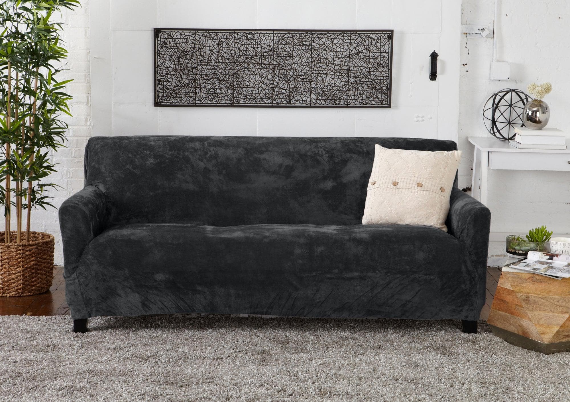 Velvet Stretch Slipcover - Gale Collection - Best Buy Furniture