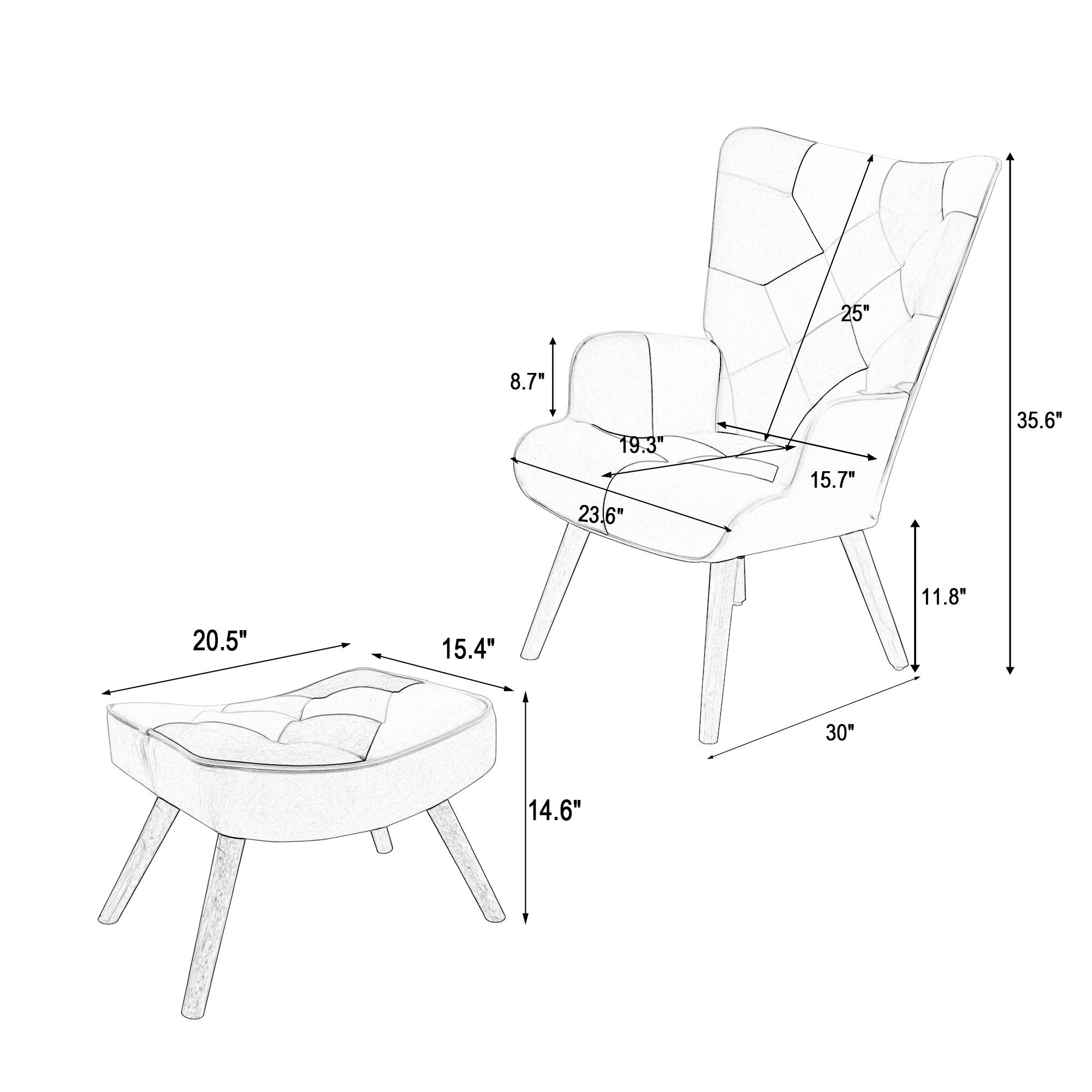 Accent Chair With Ottoman, Living Room Chair And Ottoman Set, Comfy Side Armchair For Bedroom, Creative Splicing Cloth Surface - Colorful
