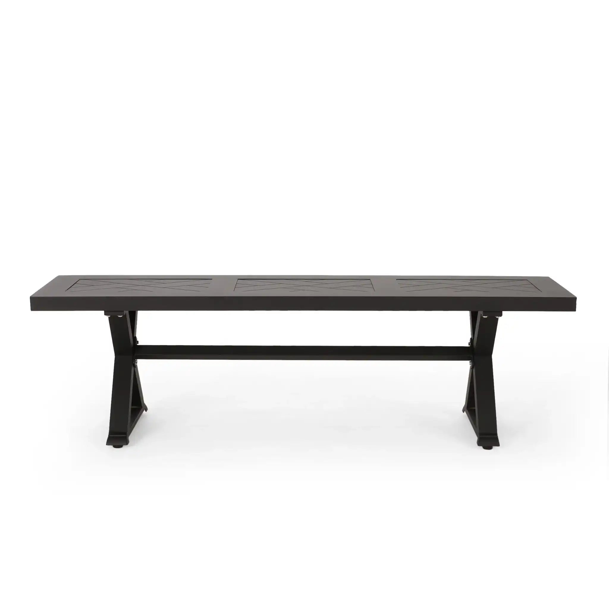 Modern Aluminum Outdoor Dining Bench With X Base