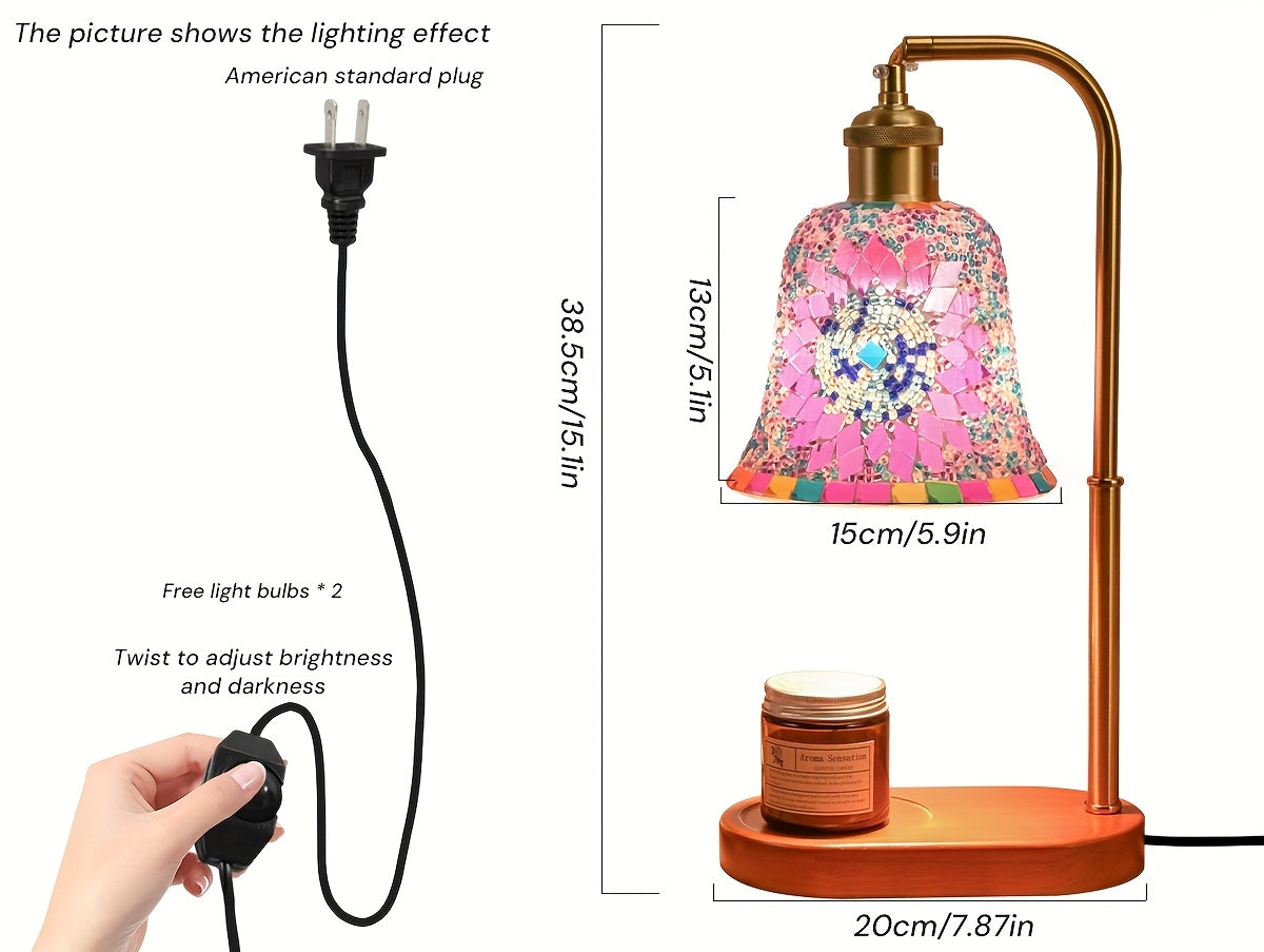 Turkish Mosaic Candle Lamp – Dimmable Glass Table Light for Bedroom & Holidays