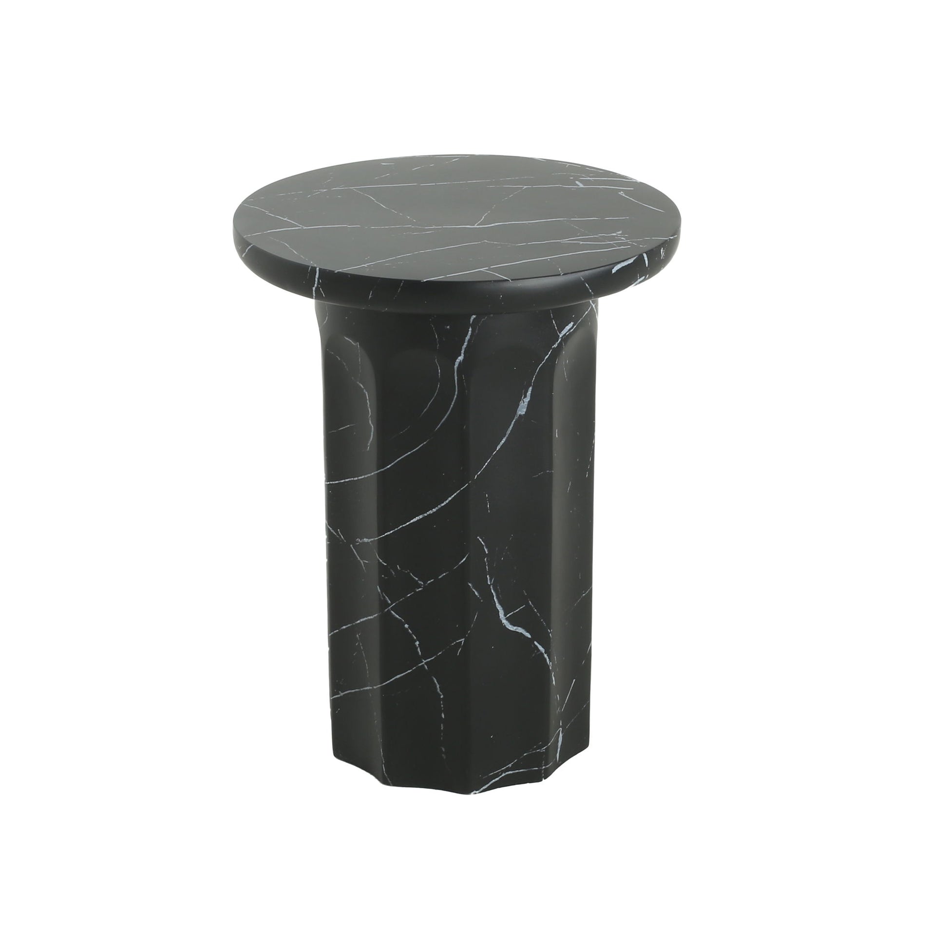 Outdoor Lightweight Concrete BMarble Effect Side Table, Living Room End Table - Black / Marble - Best Buy Furniture
