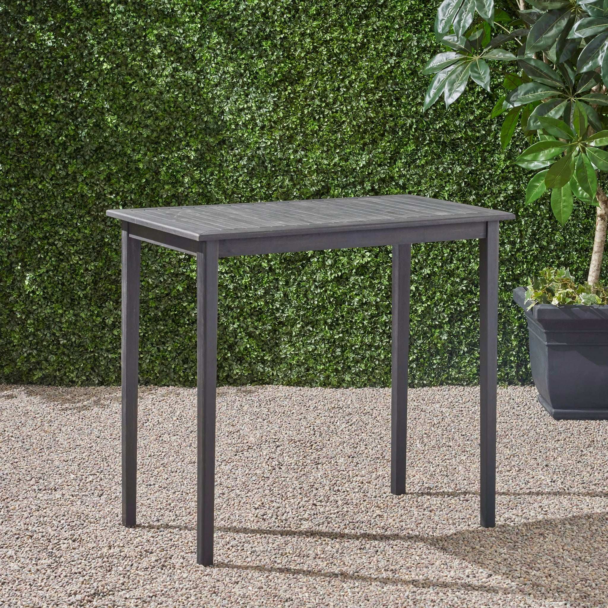 Outdoor Minimalist Acacia Wood Rectangle Bar Table