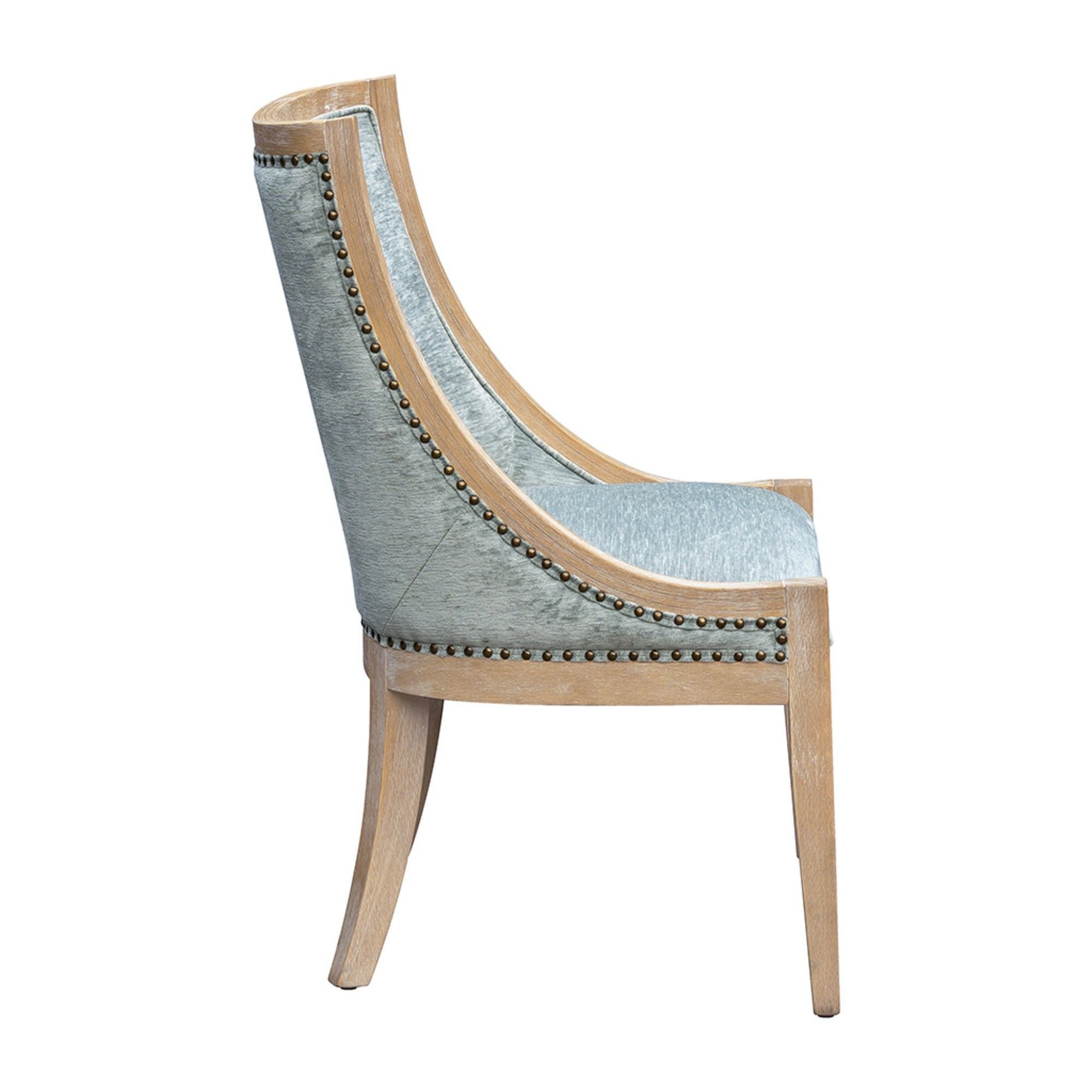 Upholstered Dining Chair With Nailhead Trim - Soft Green