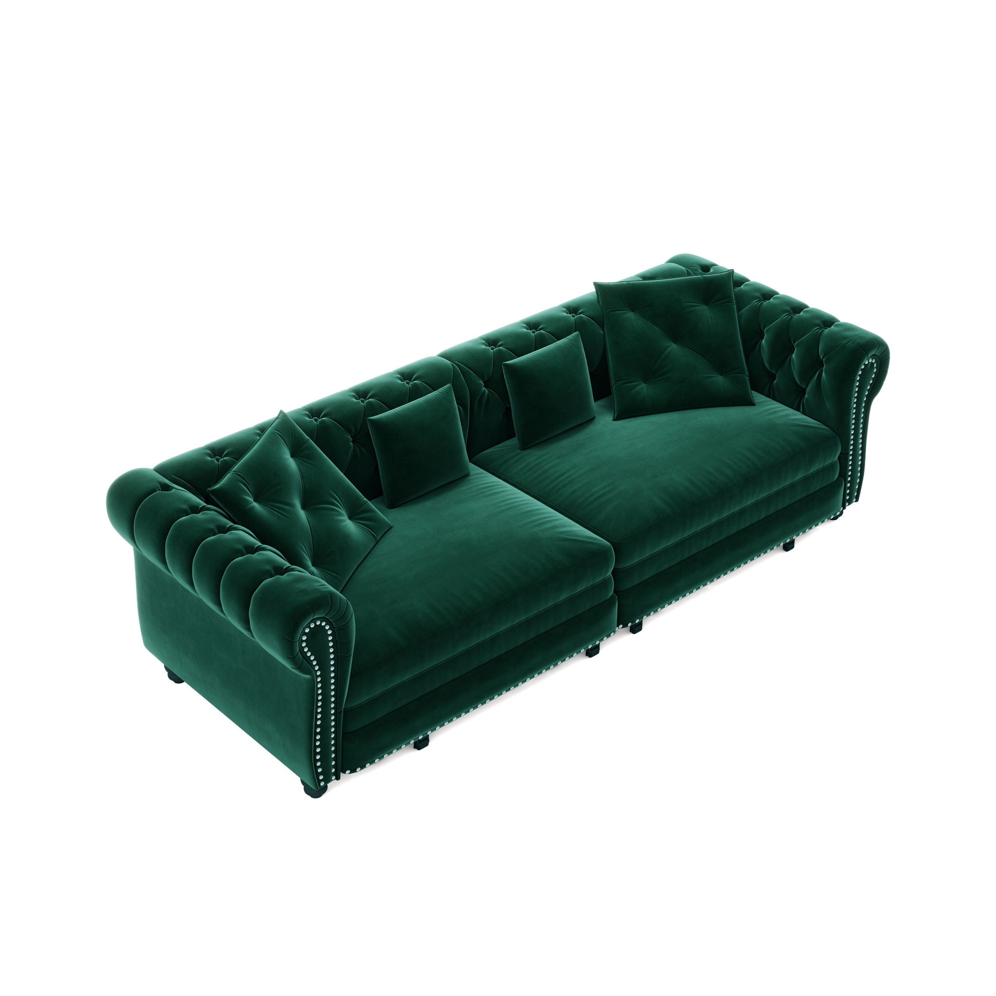 3 In 1 Pull Out Sofa Bed, Convertible Sleeper Sofa Bed, 3 Seater Sofa With Movable Ottoman - Green