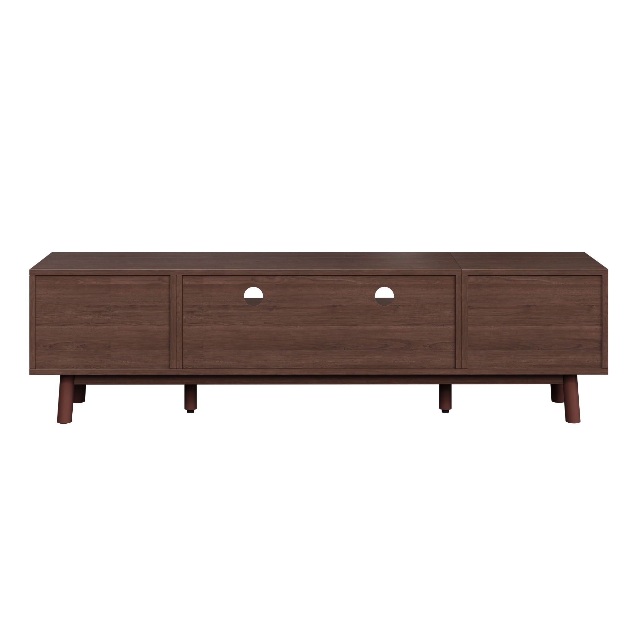 TV Stand For 75" TVs With Soft Closing Doors, Console With Accents And Drop Down Cabinet - Dark Brown