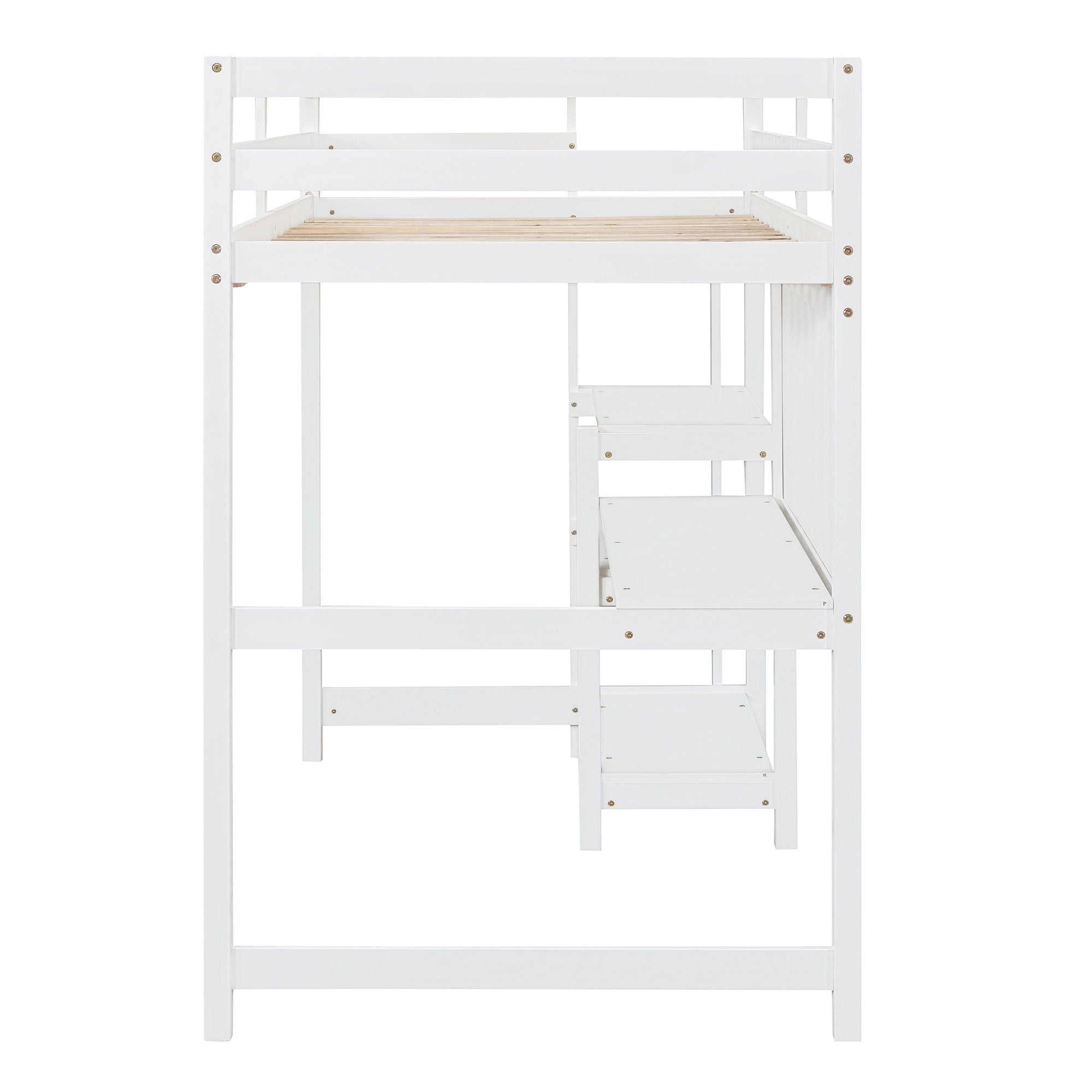 Loft Bed With Shelves, Desk And Writing Board