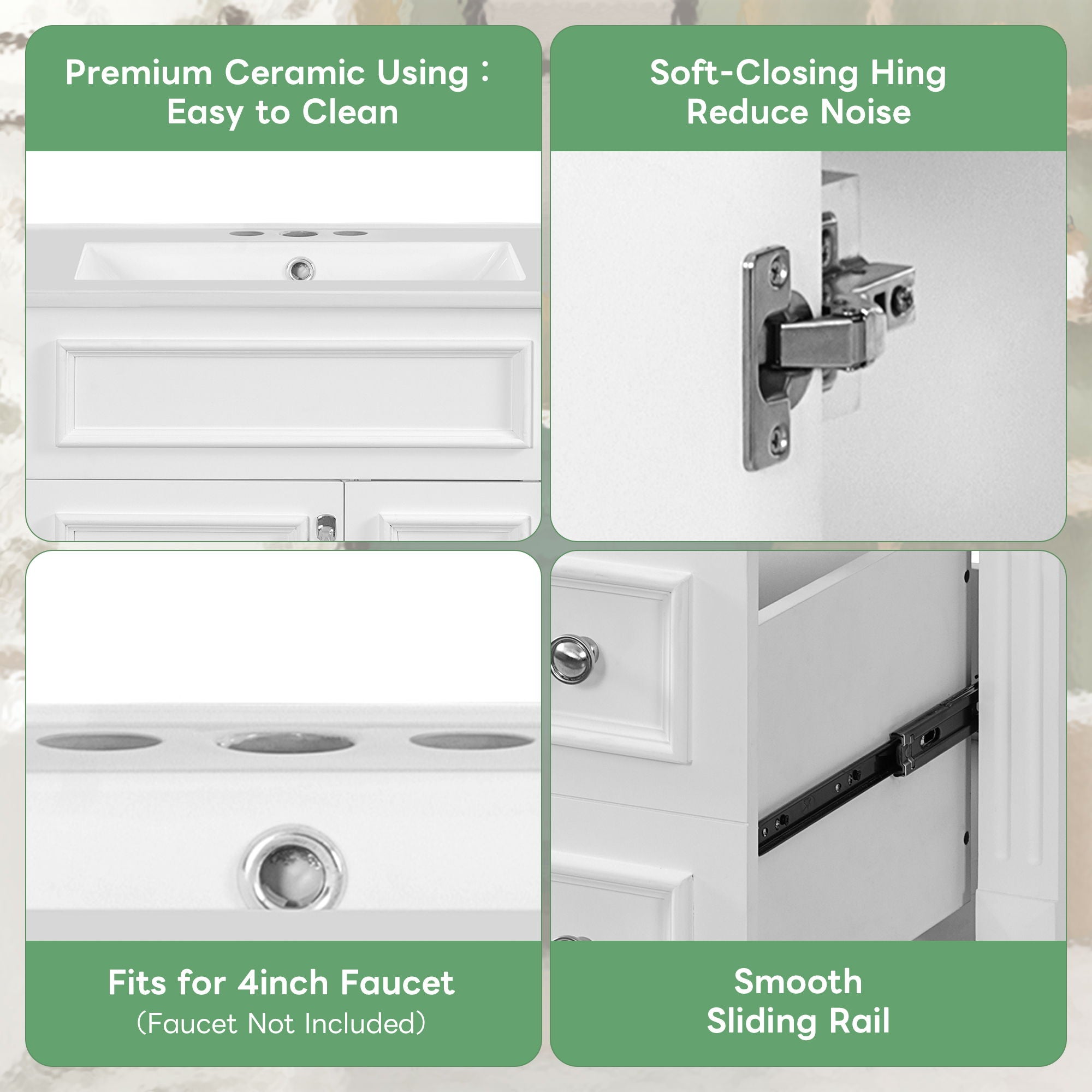 Bathroom Vanity With Sink, Compact Cabinet & 2 Drawers And Adjustable Shelf