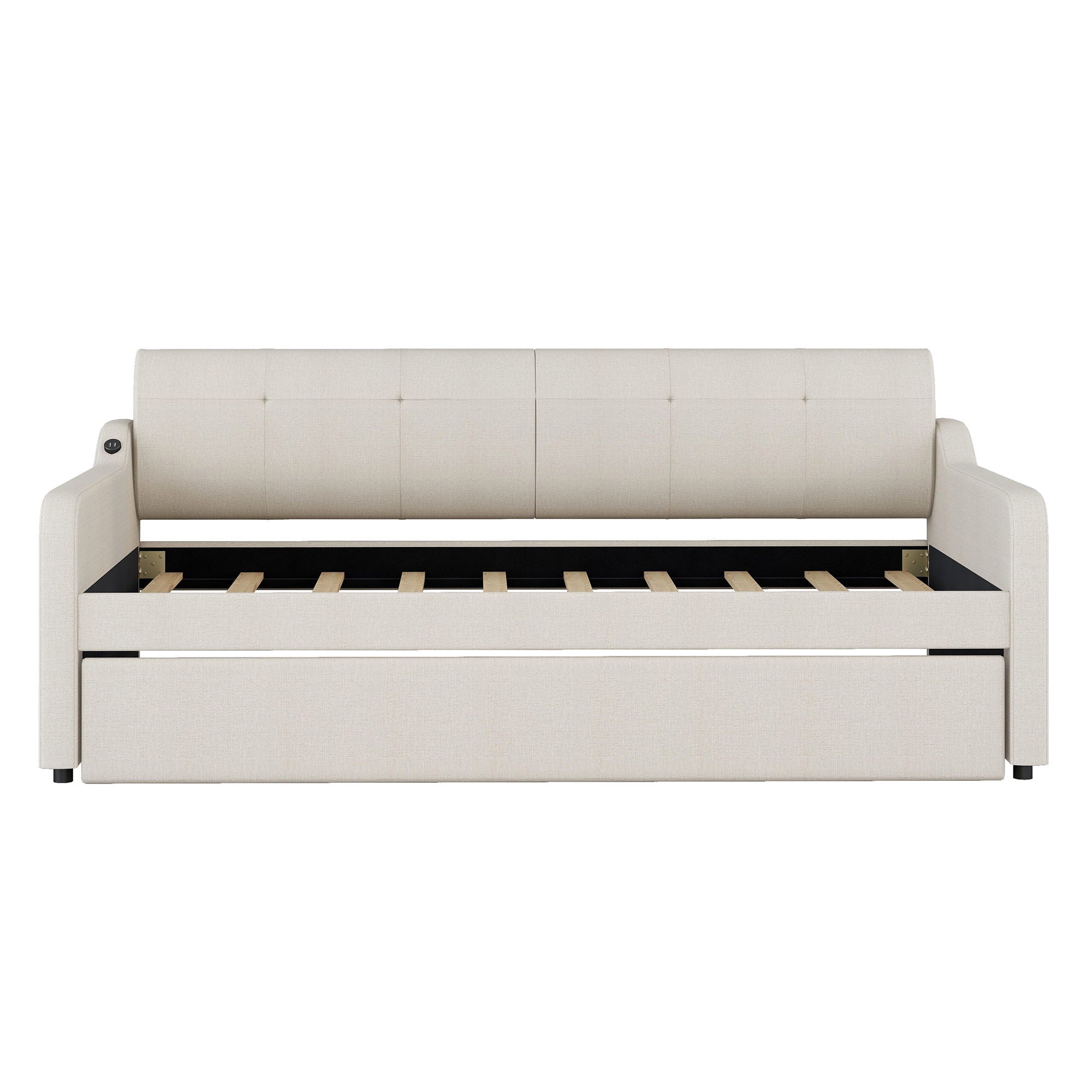Upholstered Daybed With Trundle And USB Charging