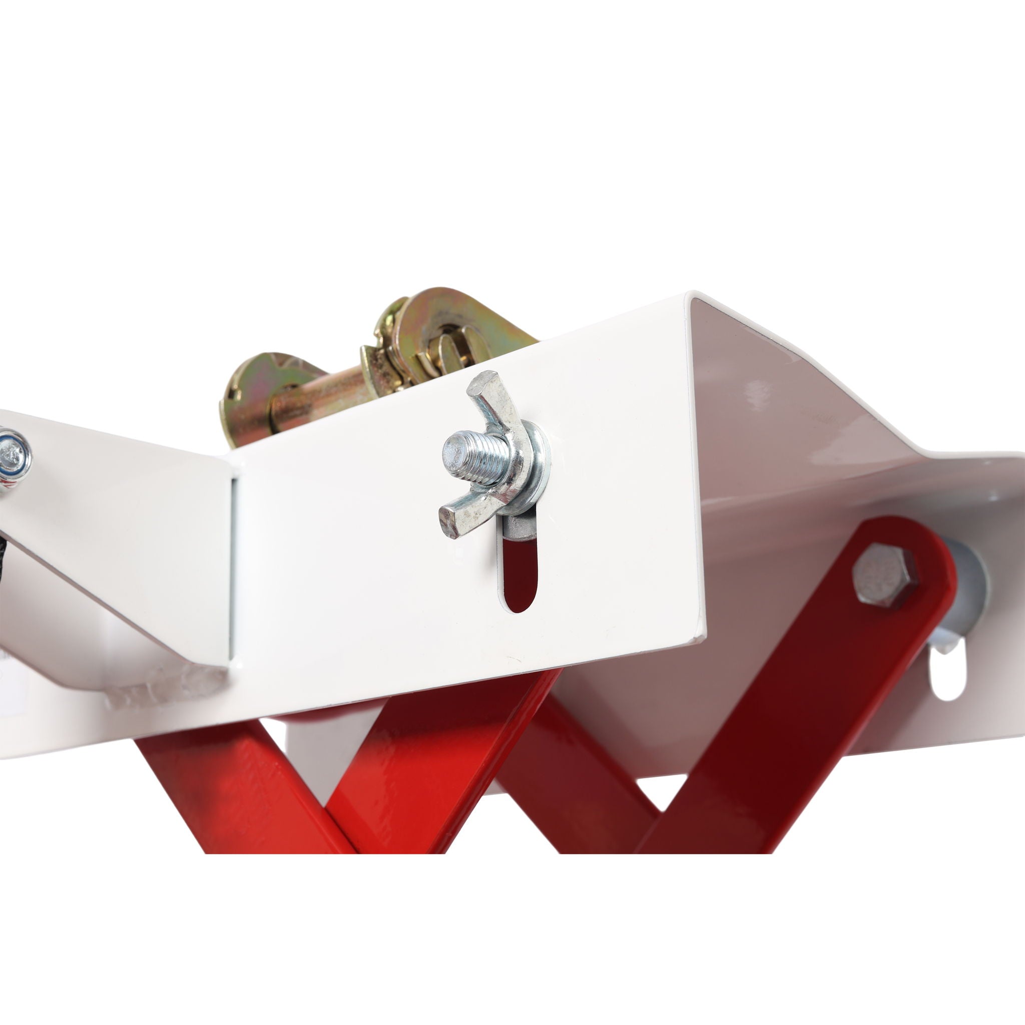 Heavy Duty Low Lift Transmission Jack With Nylon Safety Strap For Small Vehicles - Red