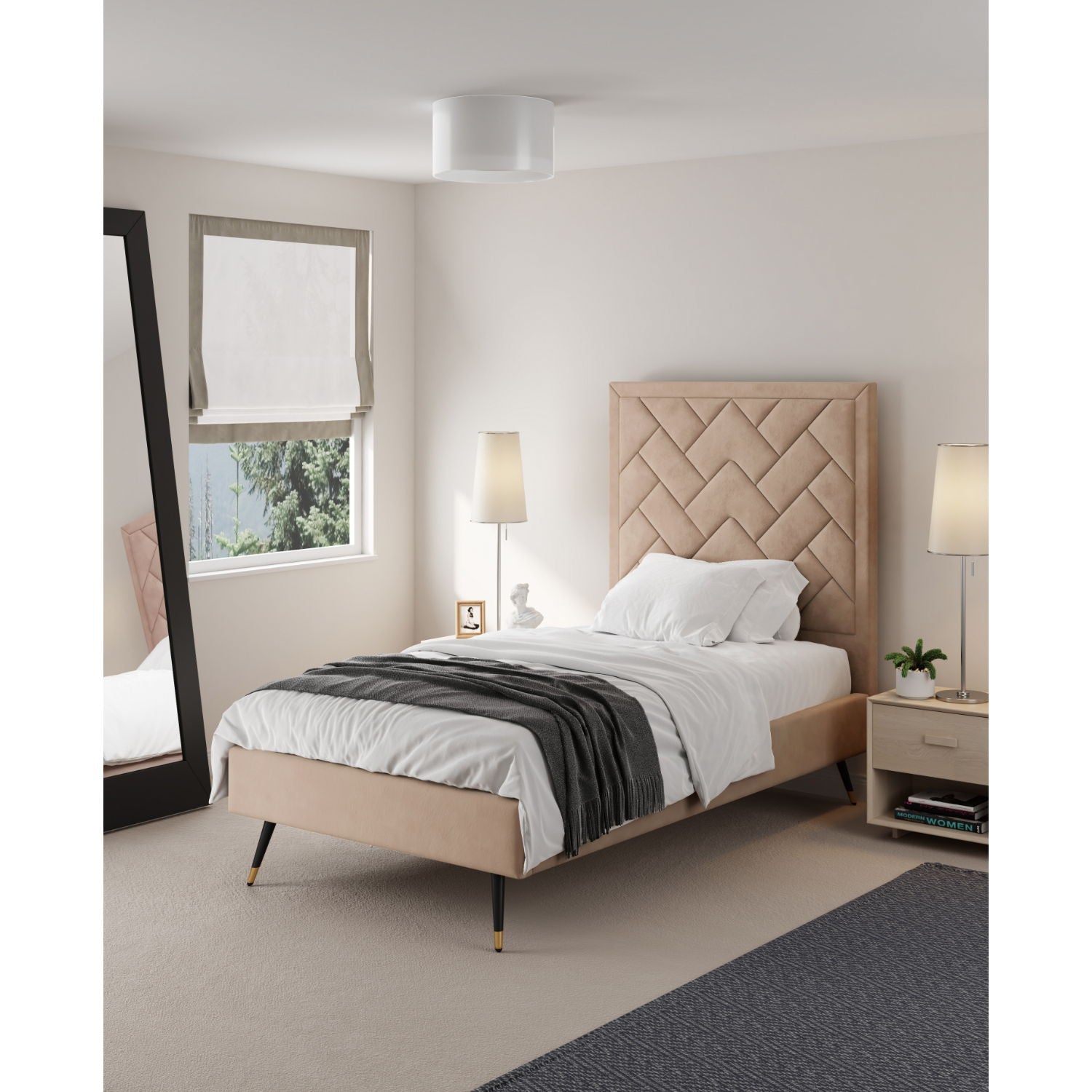 Crosby - Bed With Upholstered Headboard And Slats