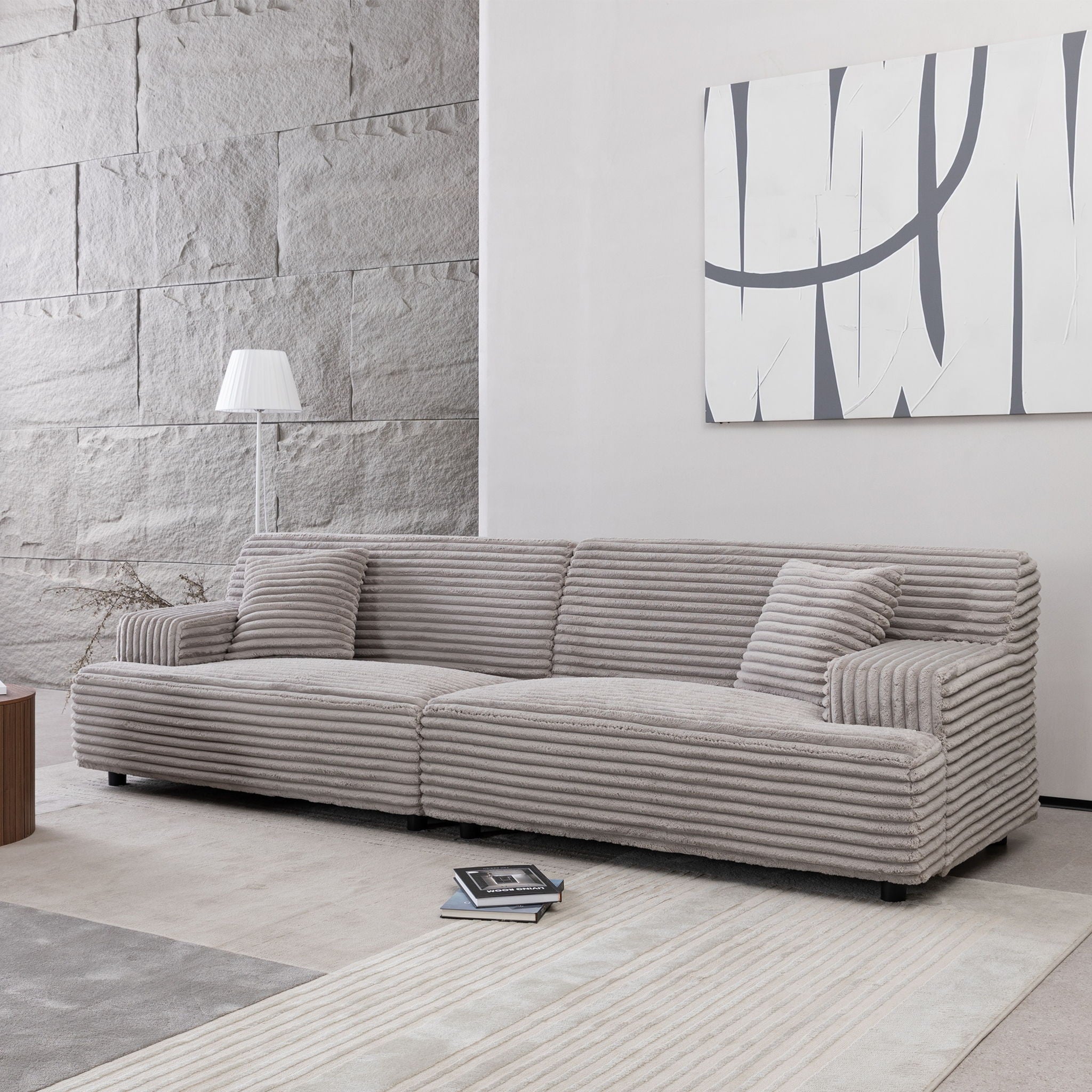 Modern Comfortable Cloud Sofa, Soft Plush Corduroy With Square Armrests