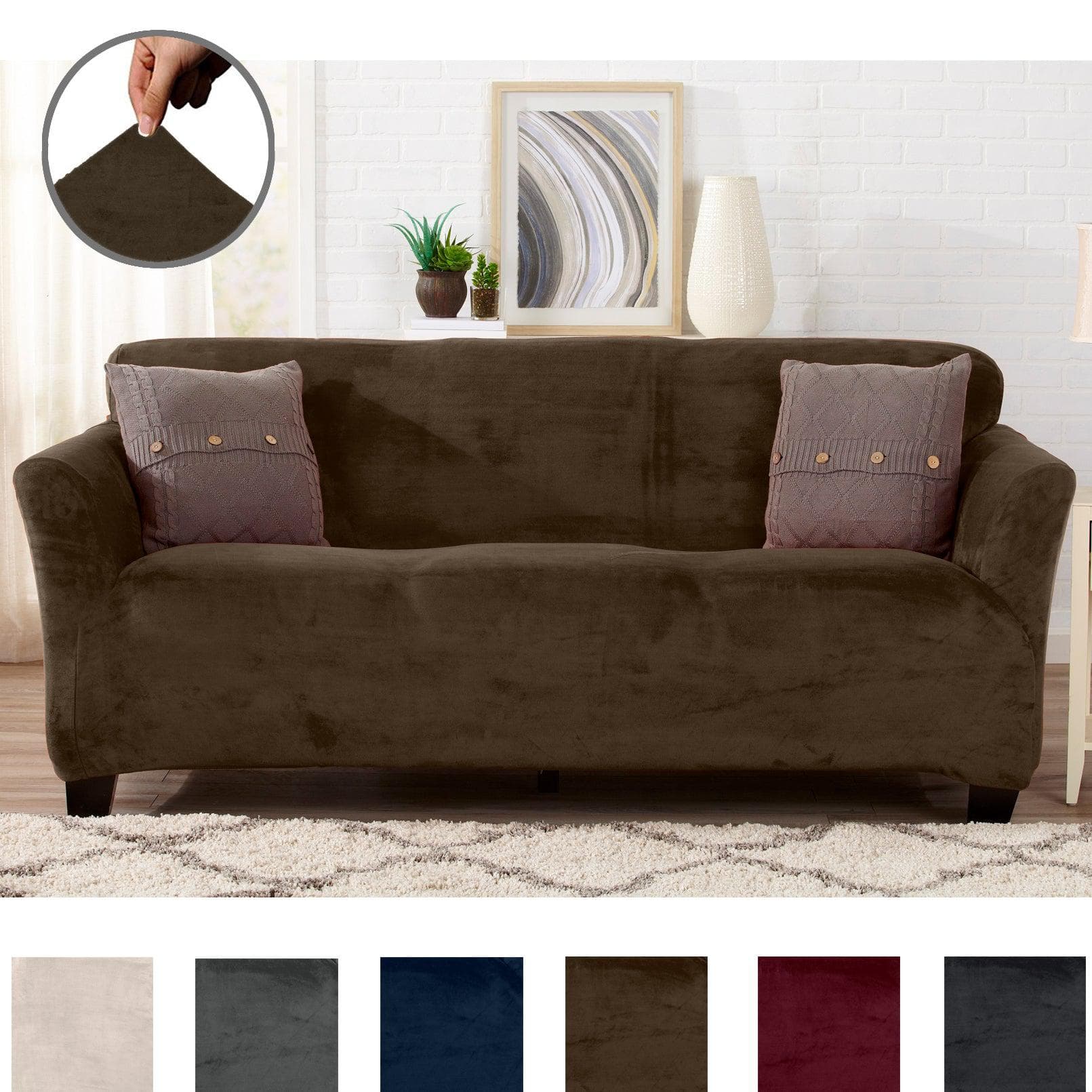 Velvet Stretch Slipcover - Gale Collection - Best Buy Furniture