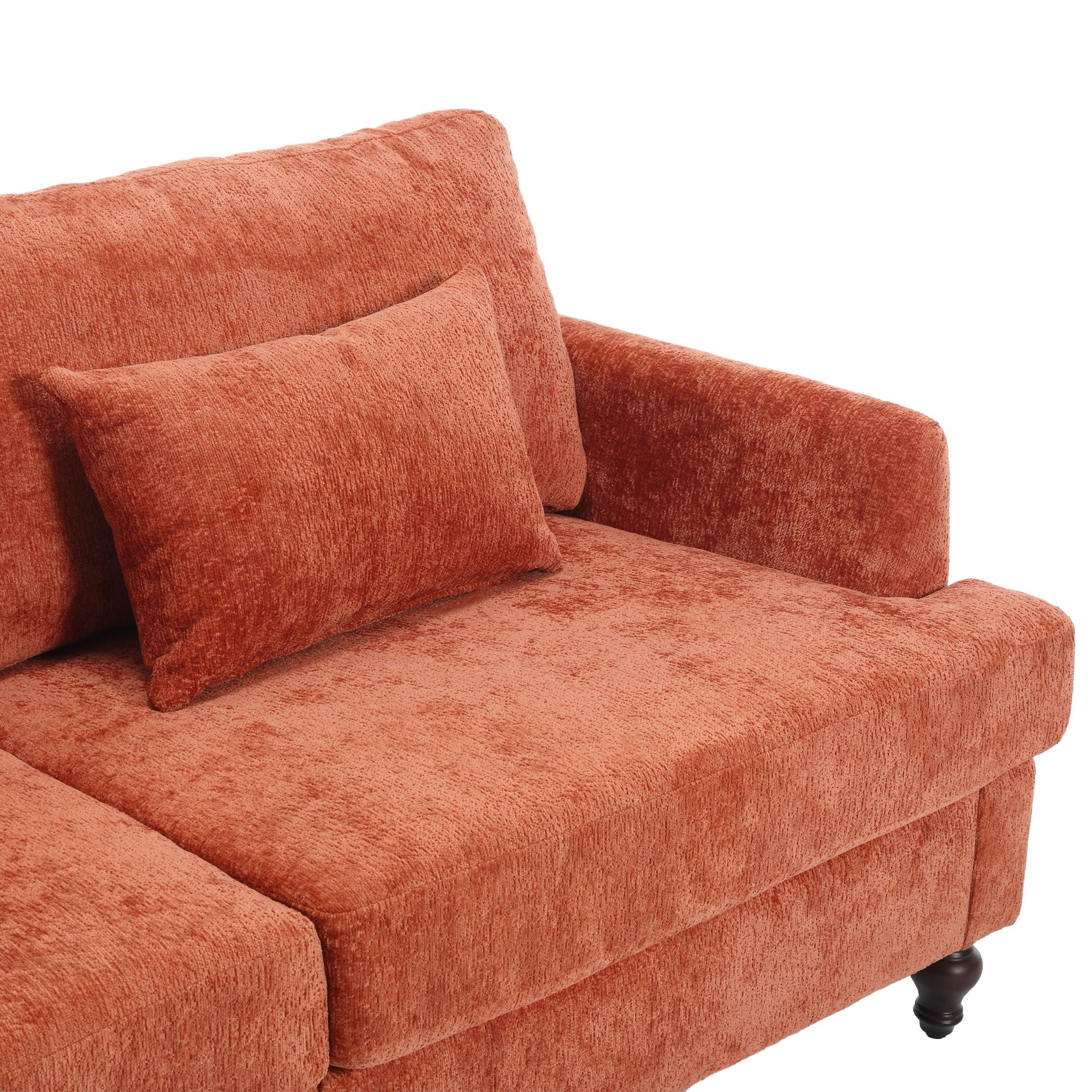 Mid Century Modern Chenille Fabric Loveseat Sofa, 2 Seat Upholstered Couch