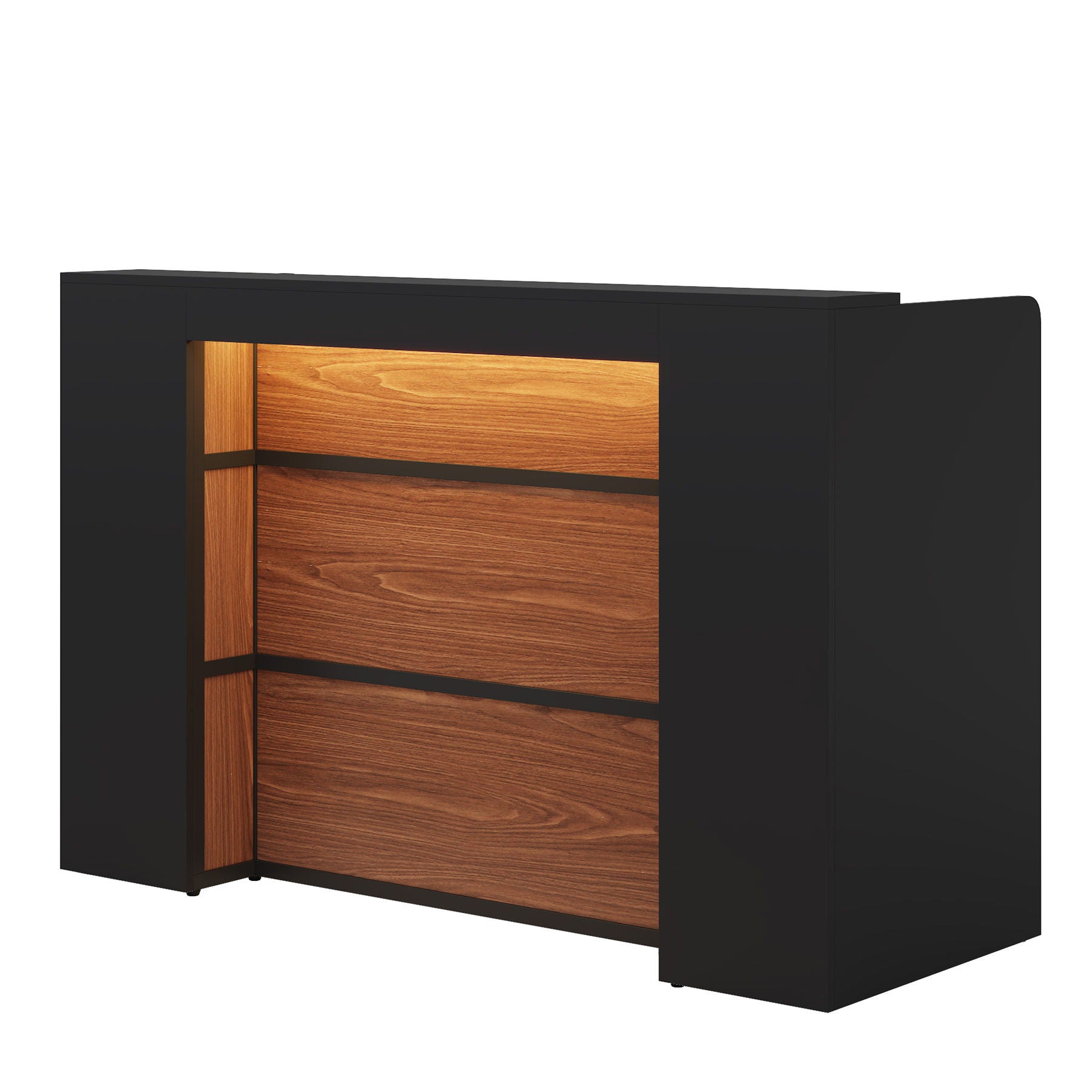 Reception Desk With LED Lights For Office Lobby - Black