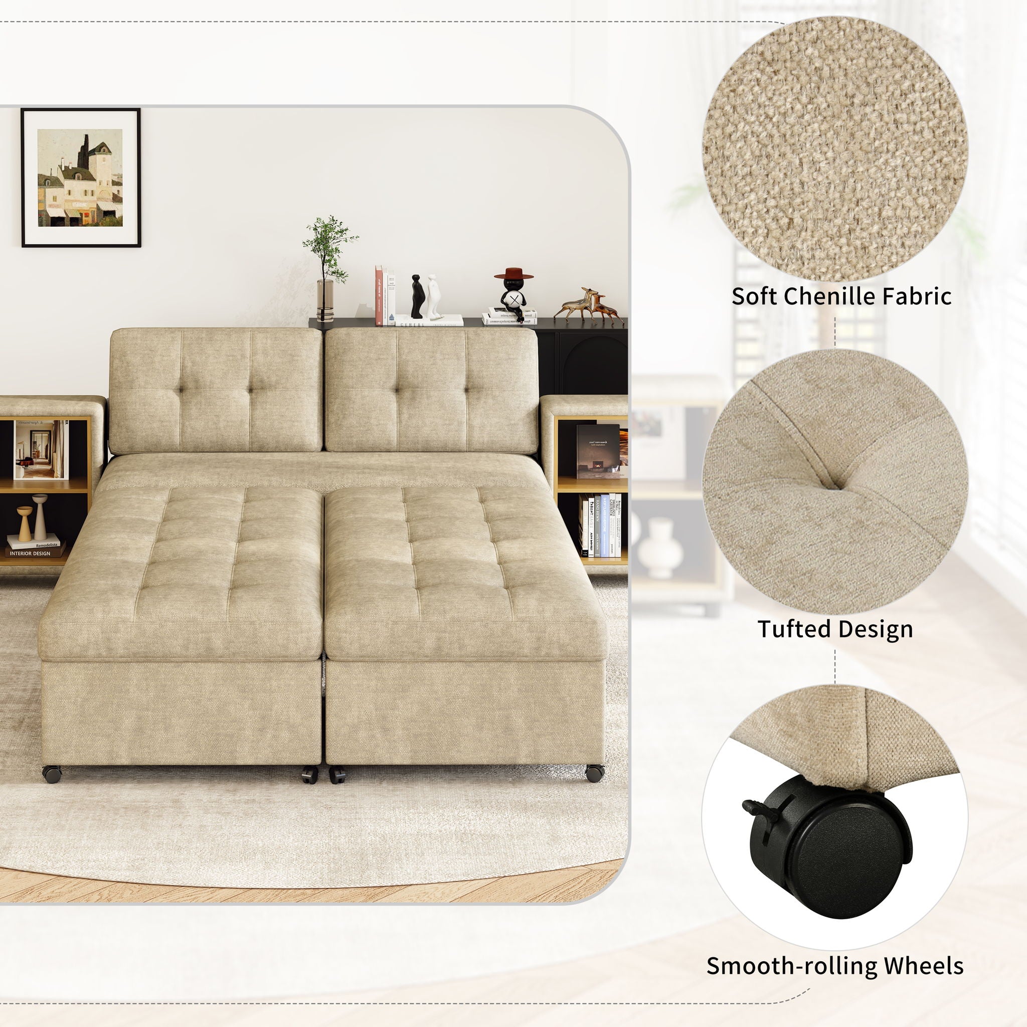 Versatile Modular Free-Combined Sofa With 2 Storage Racks