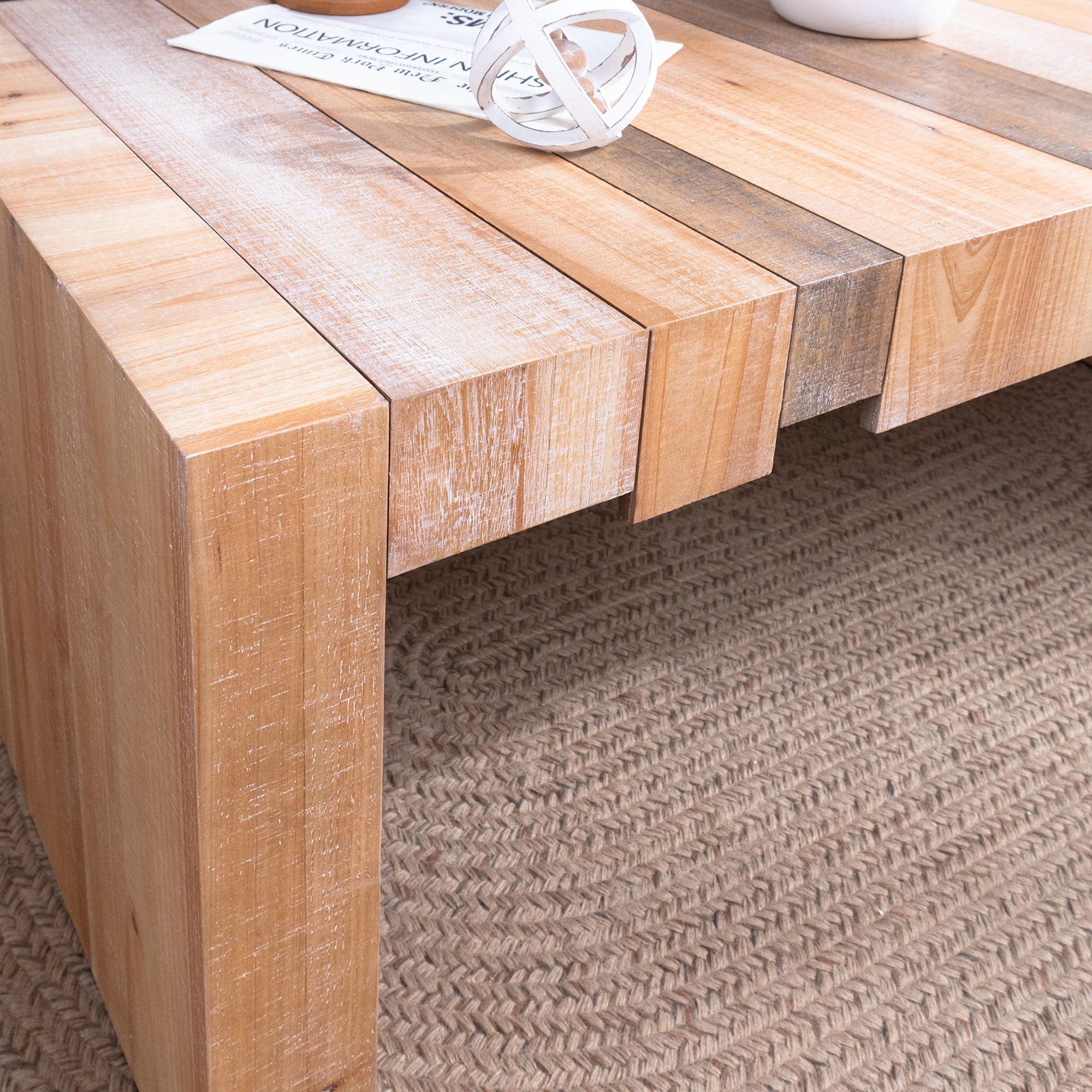 Modern Rustic Coffee Table – 48.2' Rectangular Center Table for Living Room