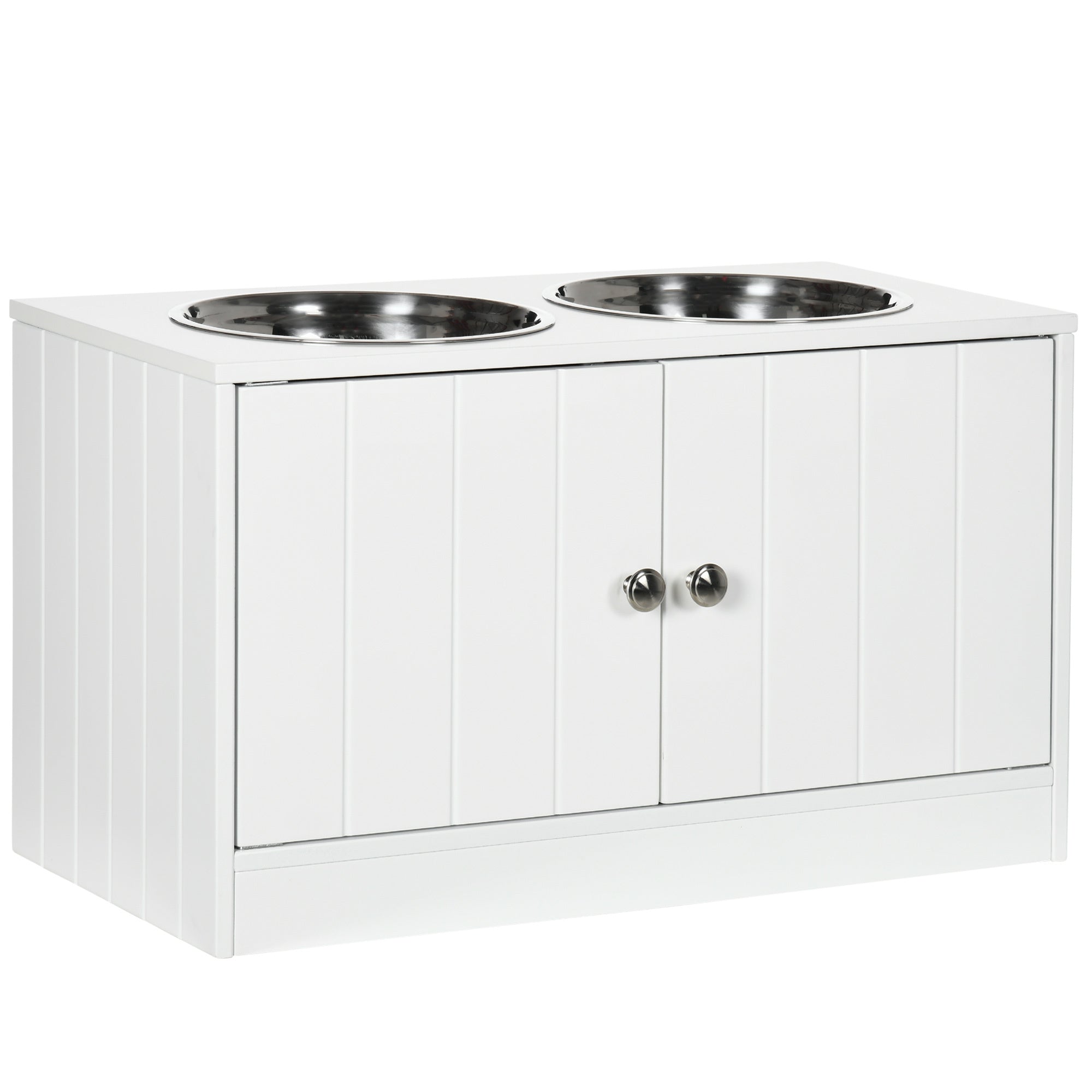 PawHut Large Elevated Dog Bowls with Storage Cabinet