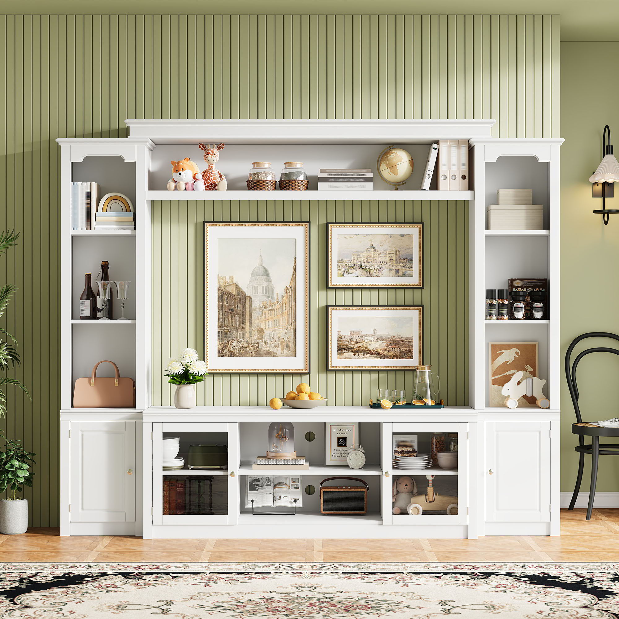 All-In-One TV Stand With Bookcase For TVs Up To 65"