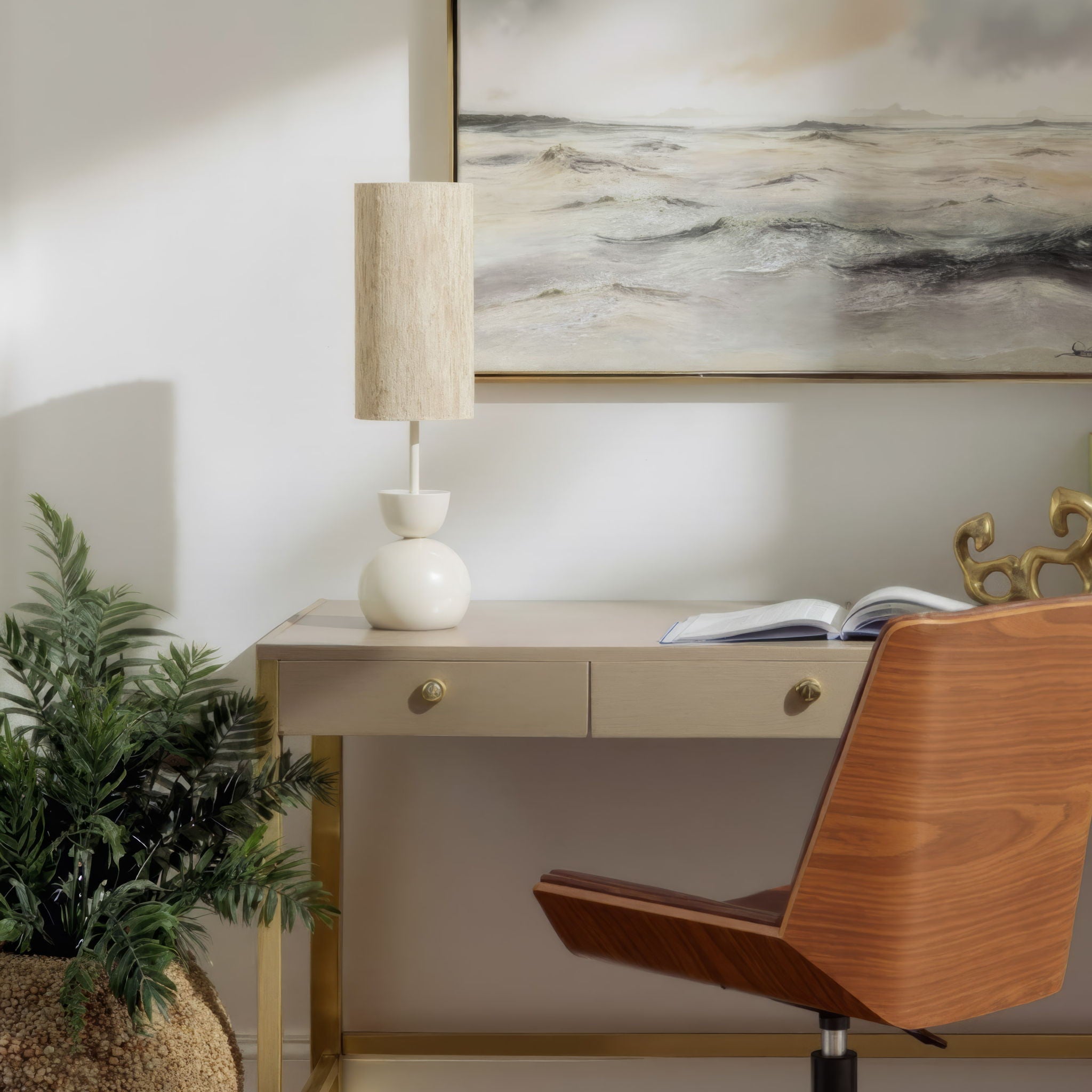 Gochi - Table Lamp - White / Beige