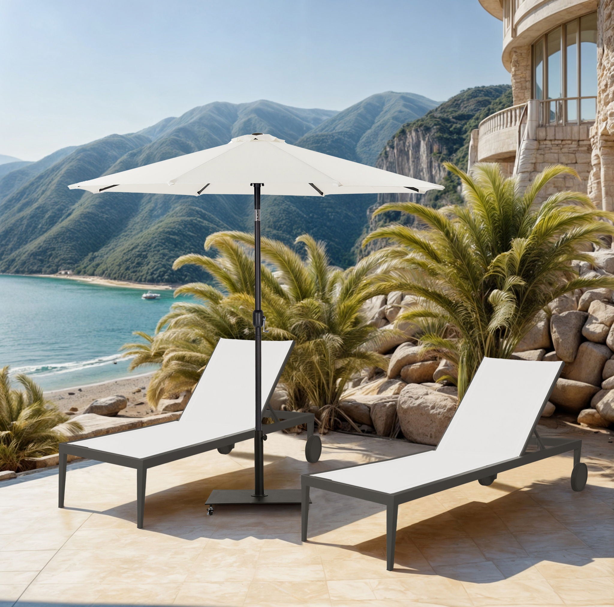 Fiji - Aluminum Patio Umbrella With Square Black Base