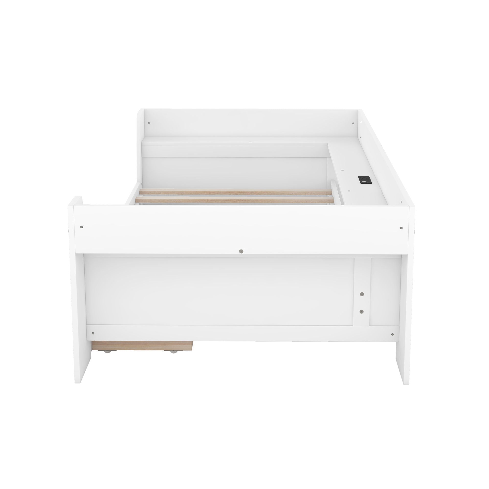 Daybed With Shelves, Drawers And Built In Charging Station