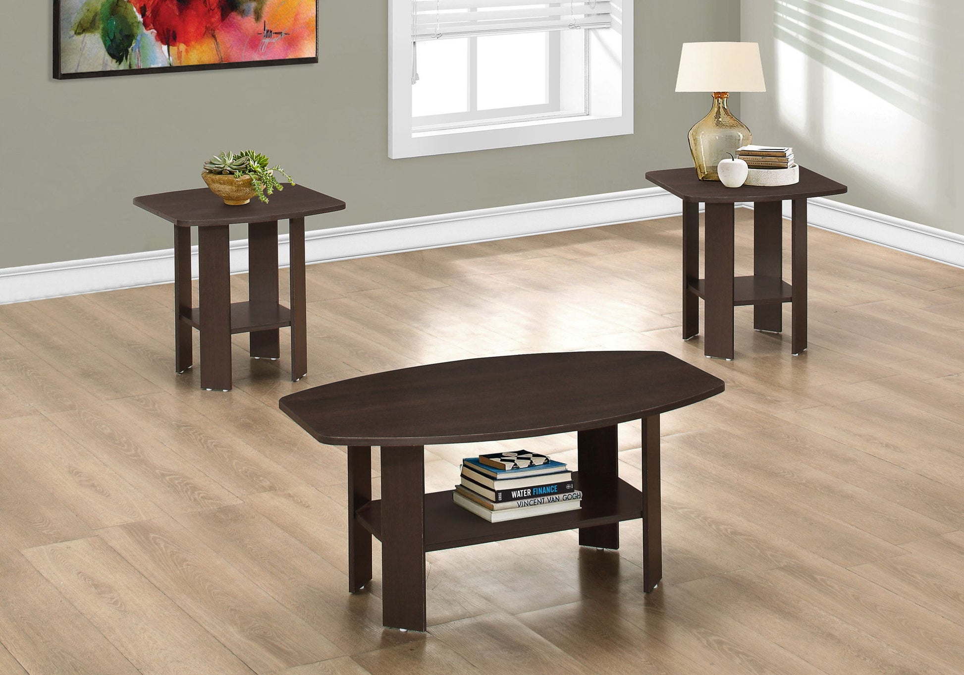 Table Set: Coffee, End, Side, Accent, Living Room, Transitional (Set of 3) - Espresso - Best Buy Furniture