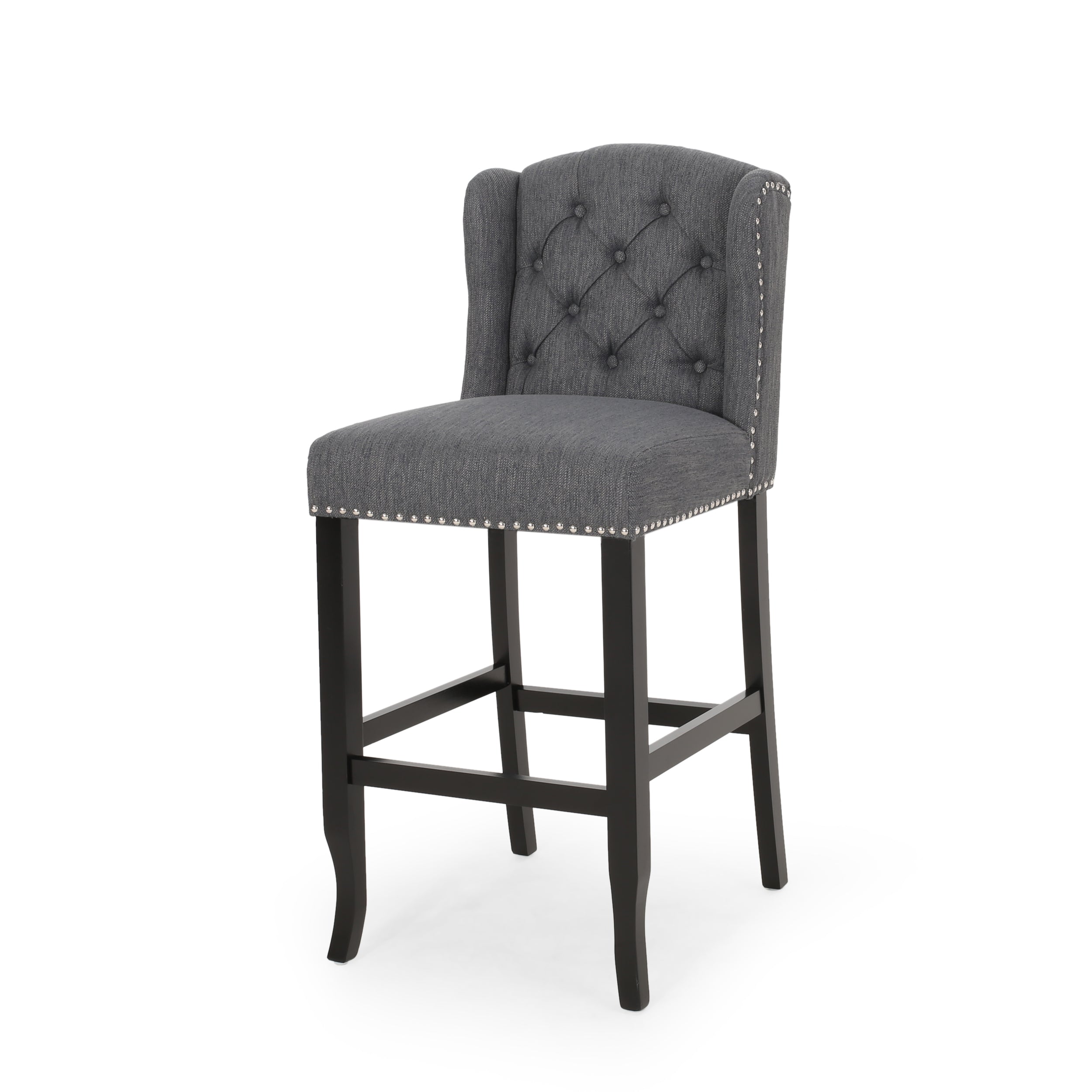 Fabric Tufted Counter Stool with Nailhead Accents - Set of 2