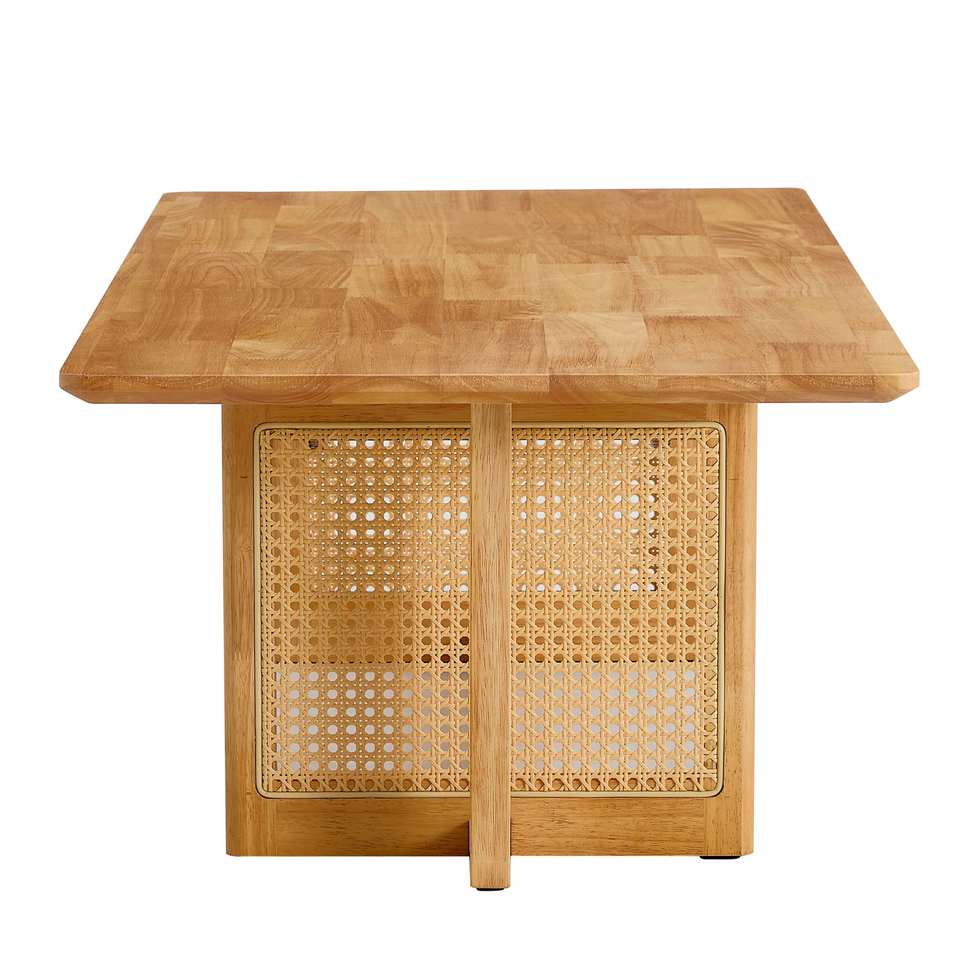 Chinese Style White Solid Wood And Imitation Rattan Coffee Table