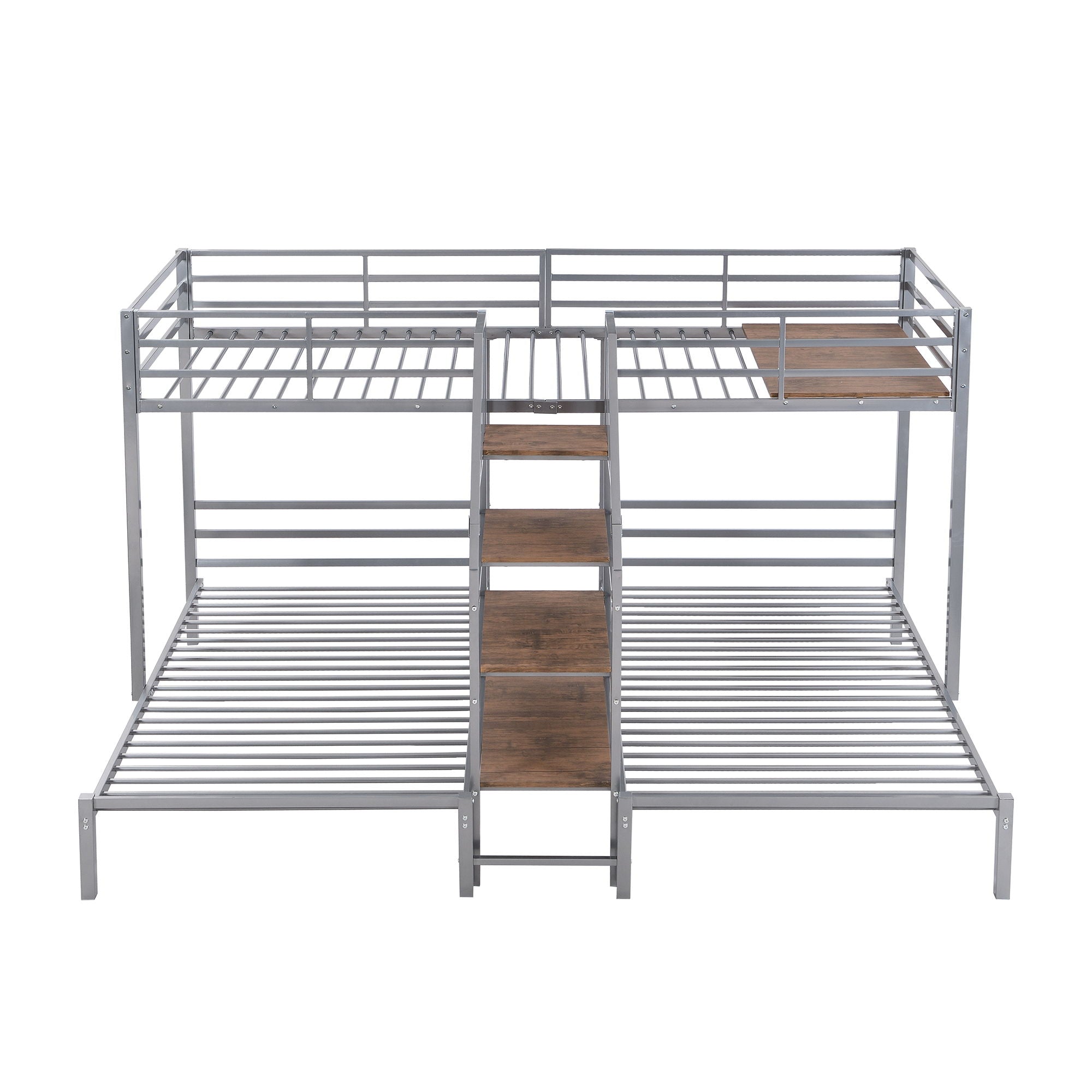Metal Bunk Bed With Storage Shelves Staircase