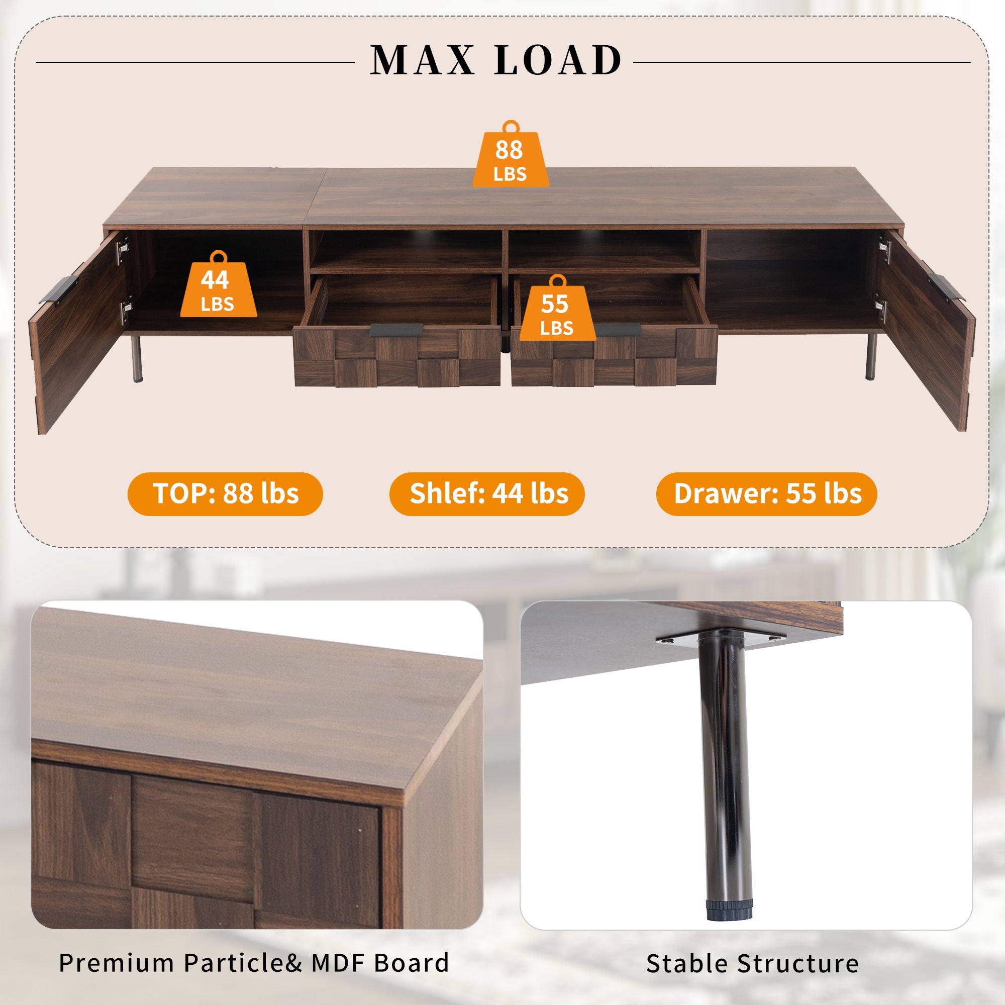 Mid Century TV Stand With 2 Drawers, Media Console Table For Tvs Up To 85'', Entertainment Center With Storage For Living Room - Dark Brown