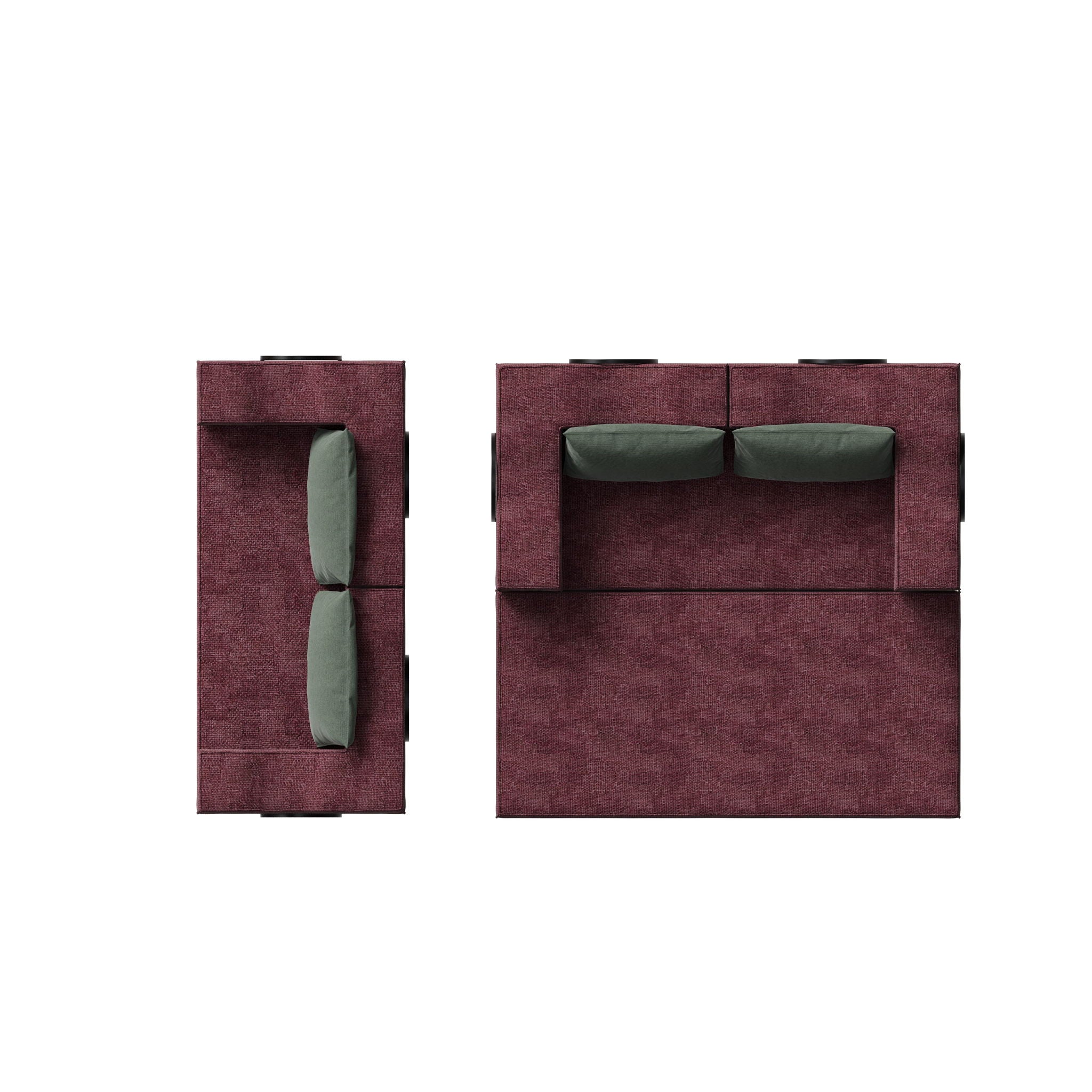 Convertible Couch Bed With 2 Pillows, 3 Seat Folding Floor Couch & King Size Bed Mattress, Diy Combination - Burgundy