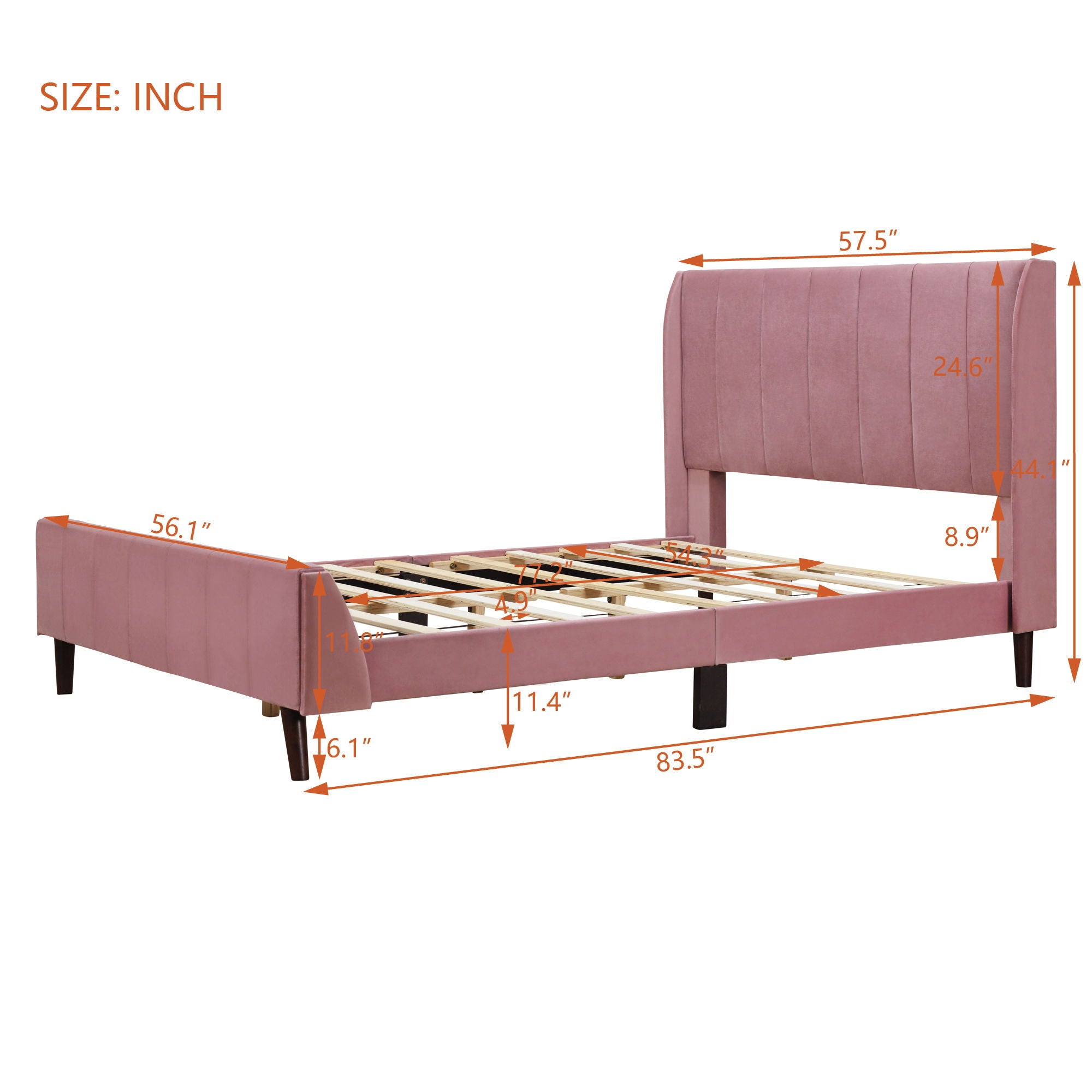 Upholstered Platform Bed Velvet