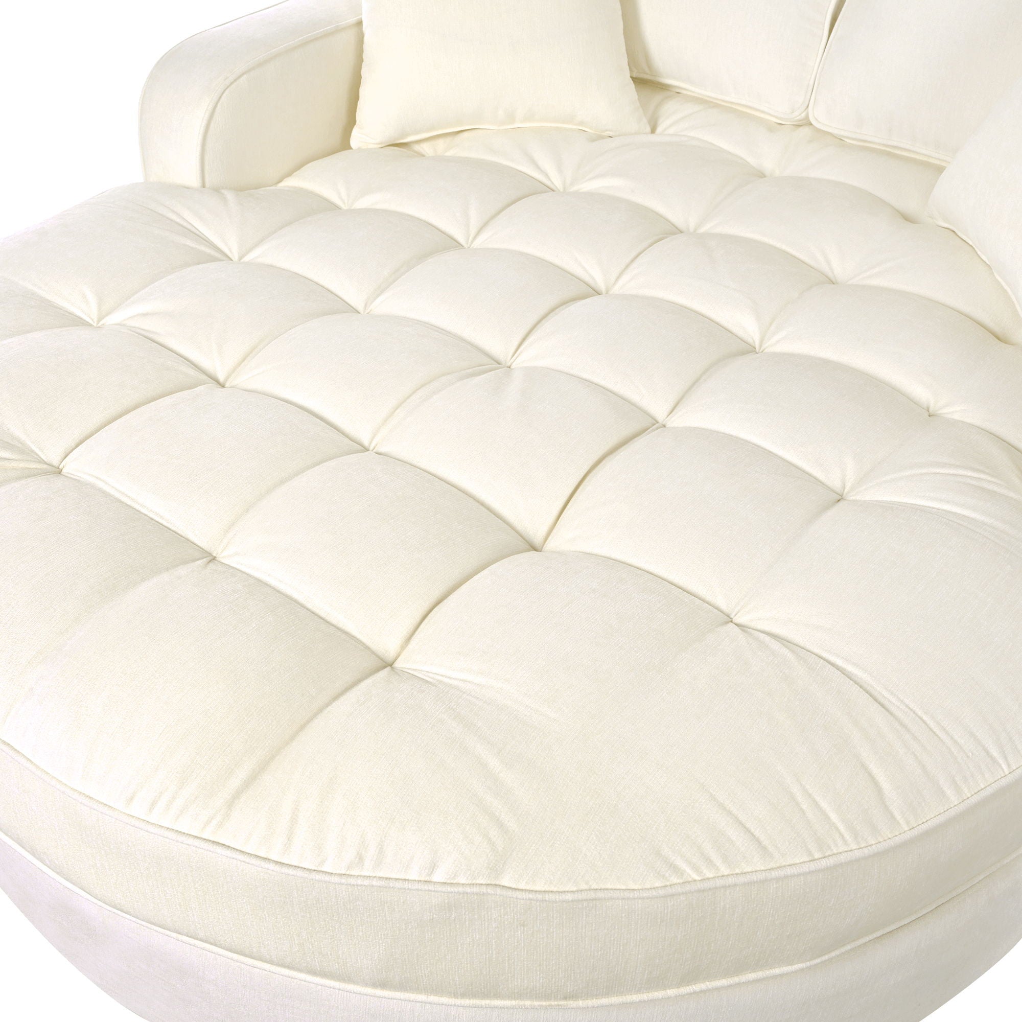 Modern Chaise Lounge Upholstered Sofa Couch With Tufted Seat And Detachable Pillows For Living Room
