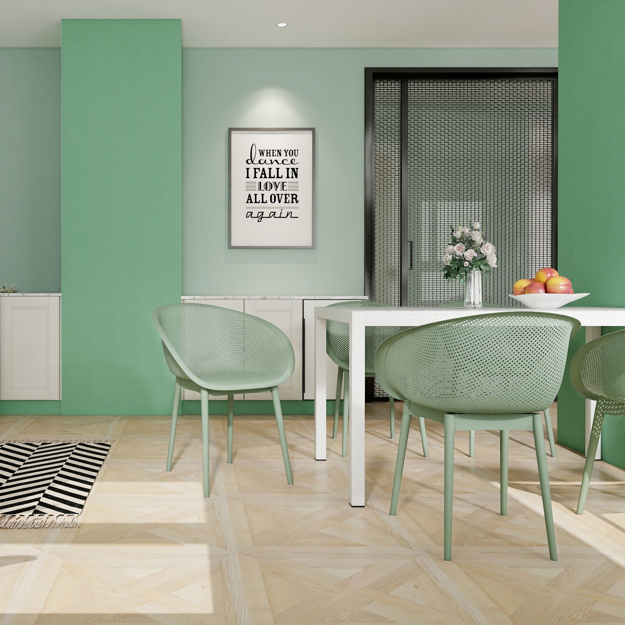 2 Piece Durable Single Chair With Mesh Hollow Out Design