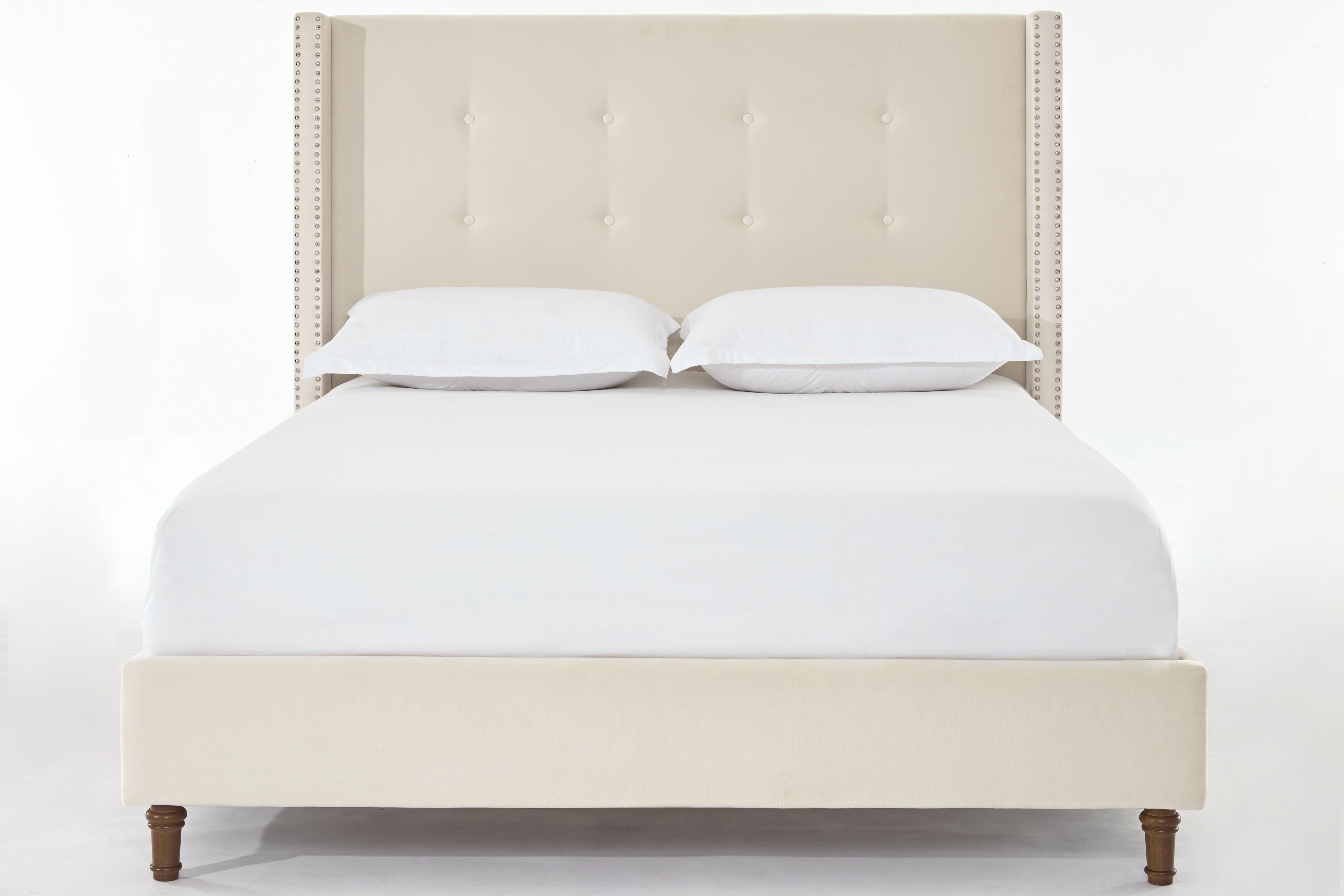 Peyton - Upholstered Bed With 54" High Headboard, Traditional Hand Buttoned Tufting - Best Buy Furniture