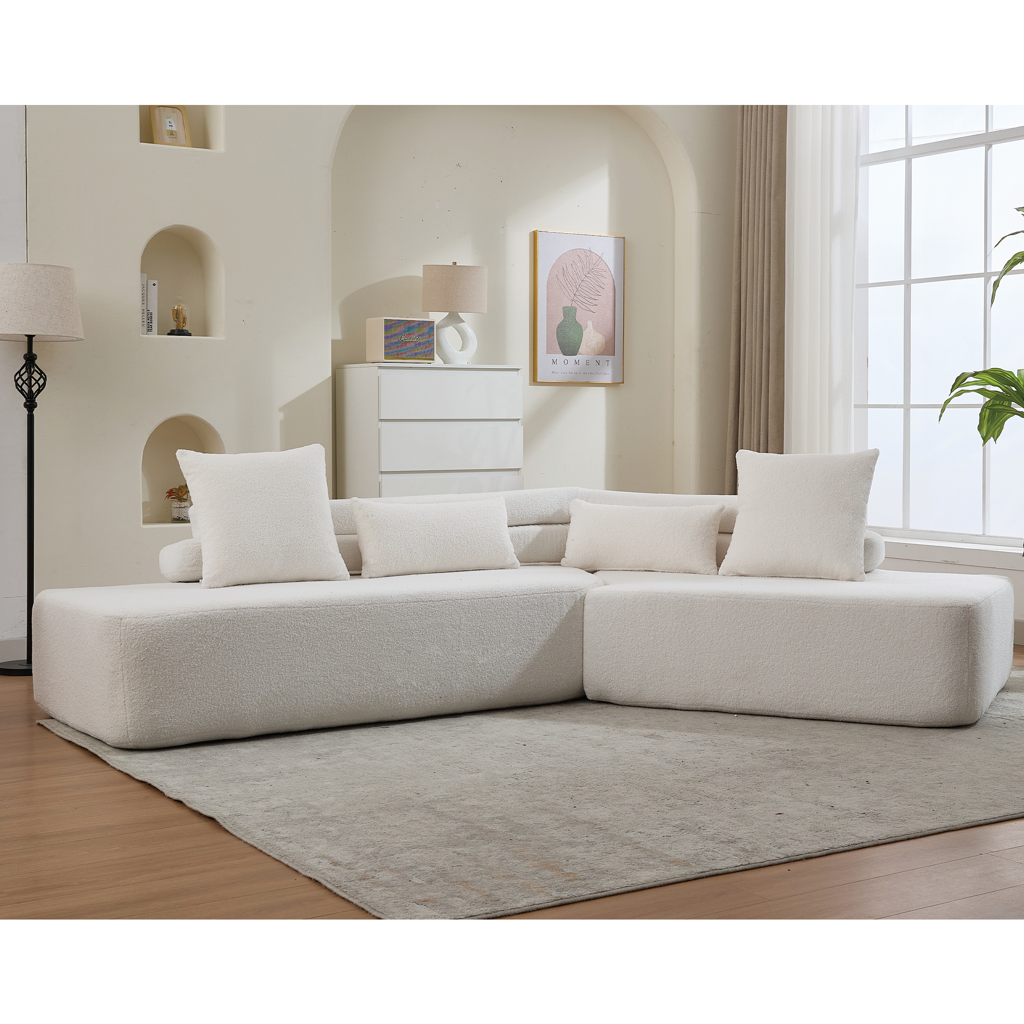 128' Minimalist Cloud Sectional Couch in Beige