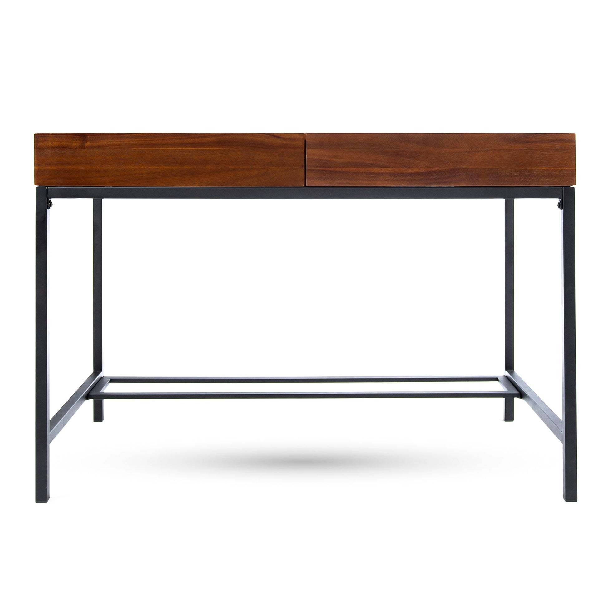 Industrial Style Storage Desk With Acacia Wood Top And Metal Legs - Oak - Best Buy Furniture