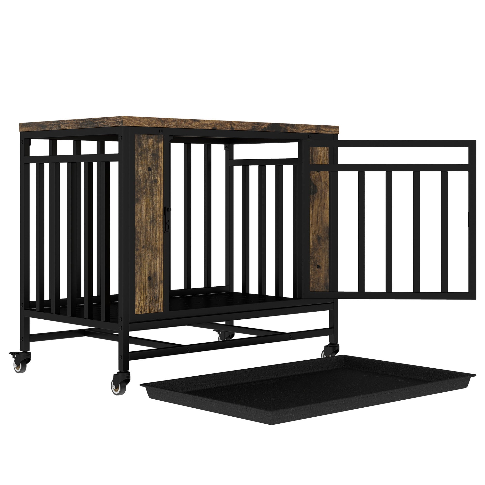 Wooden Dog House Dining Table with Iron Door