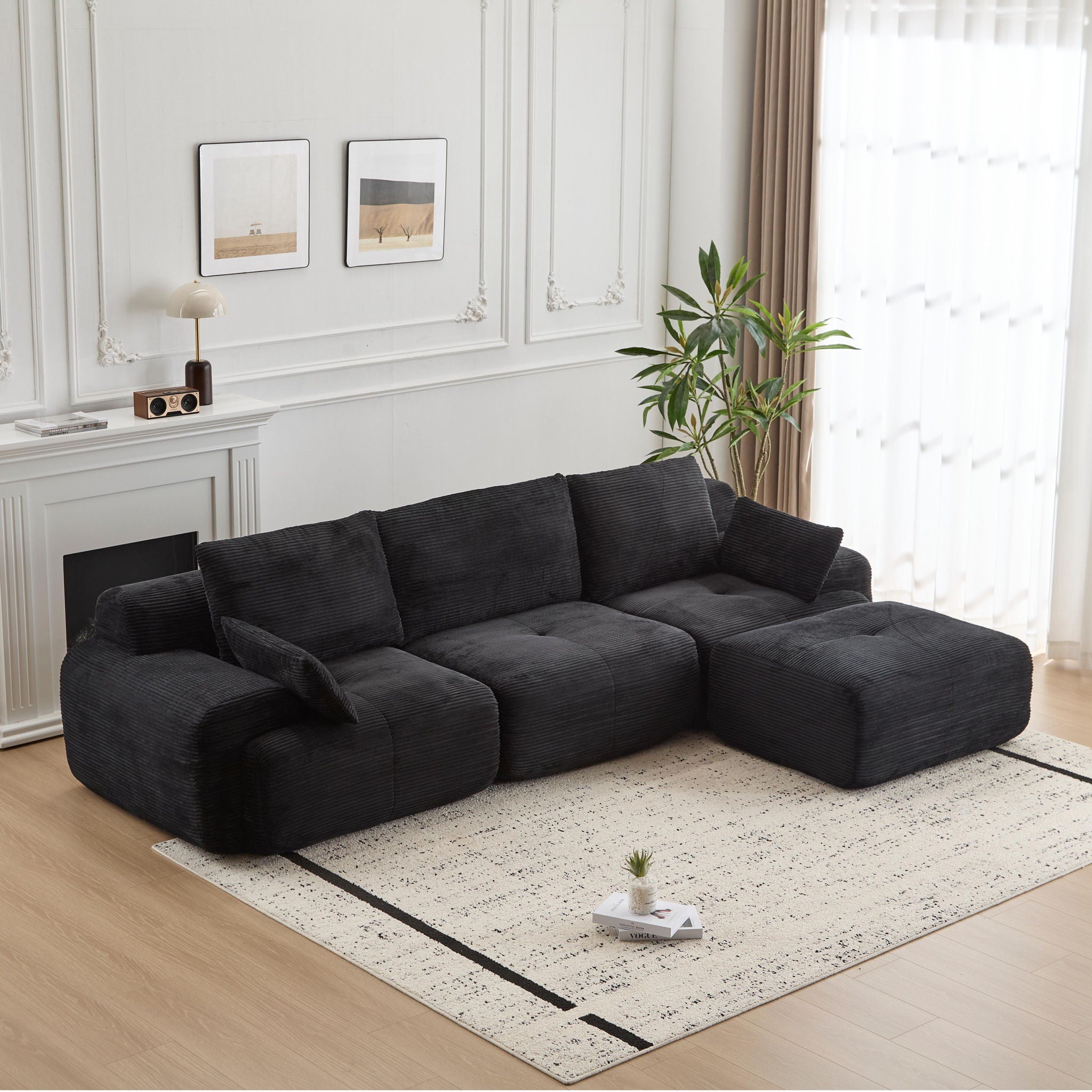 Compressed Sofa, Large Sectional Couches For Living Room - Black