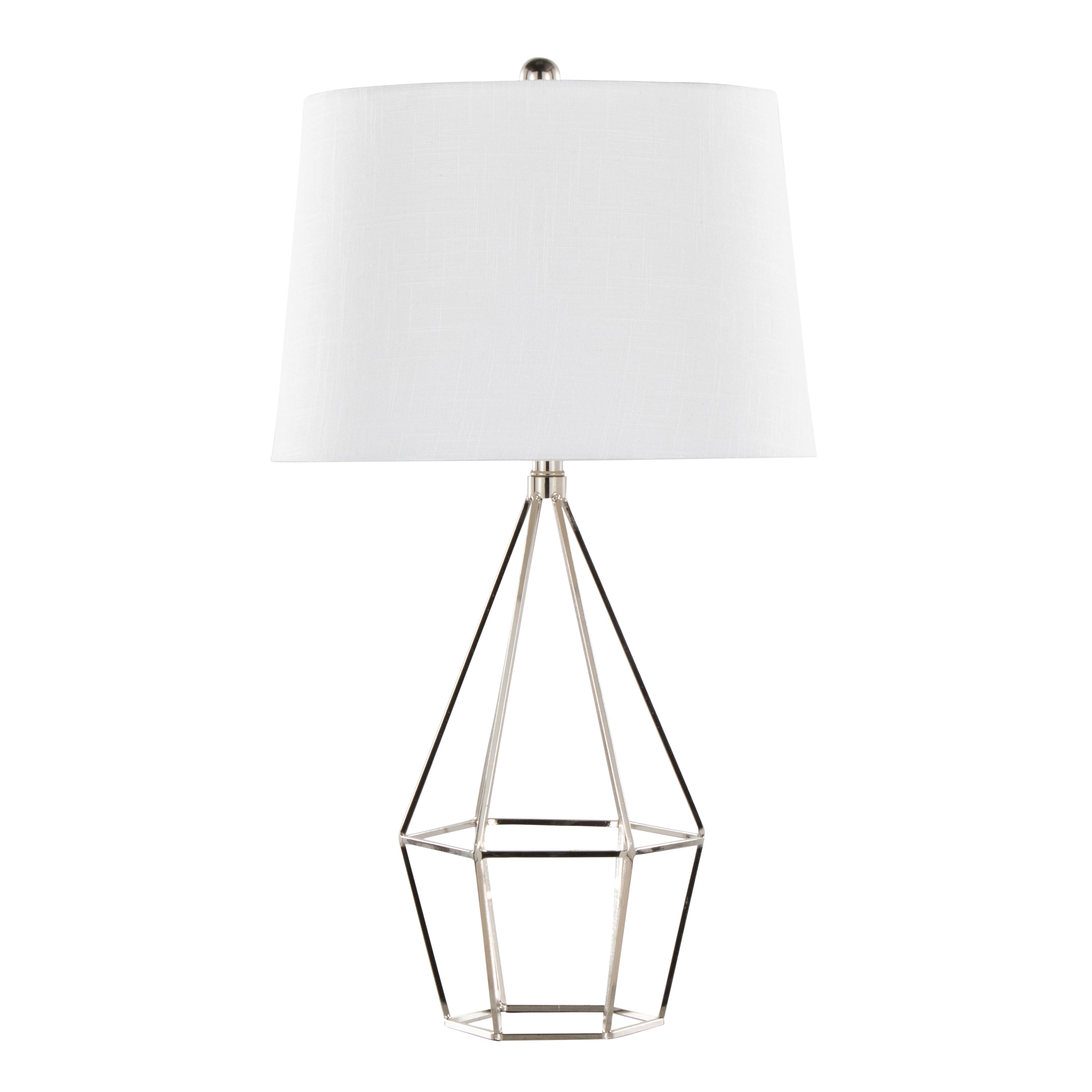 Diana 29" Contemporary Metal Table Lamp Set in Polished Nickel