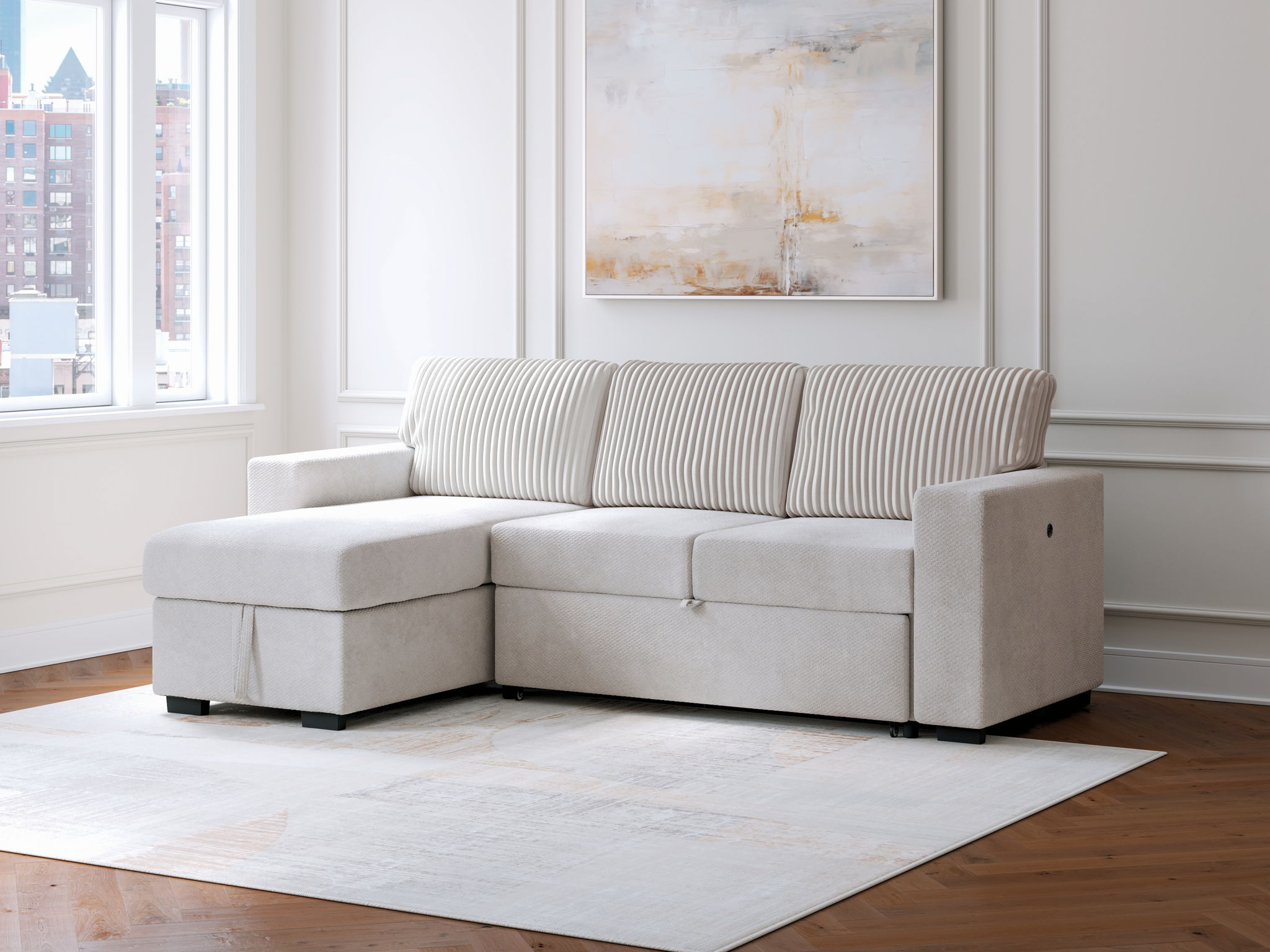Wohlen - Alloy - 2-Piece Sectional With Pop Up Sleeper And LAF Corner Chaise