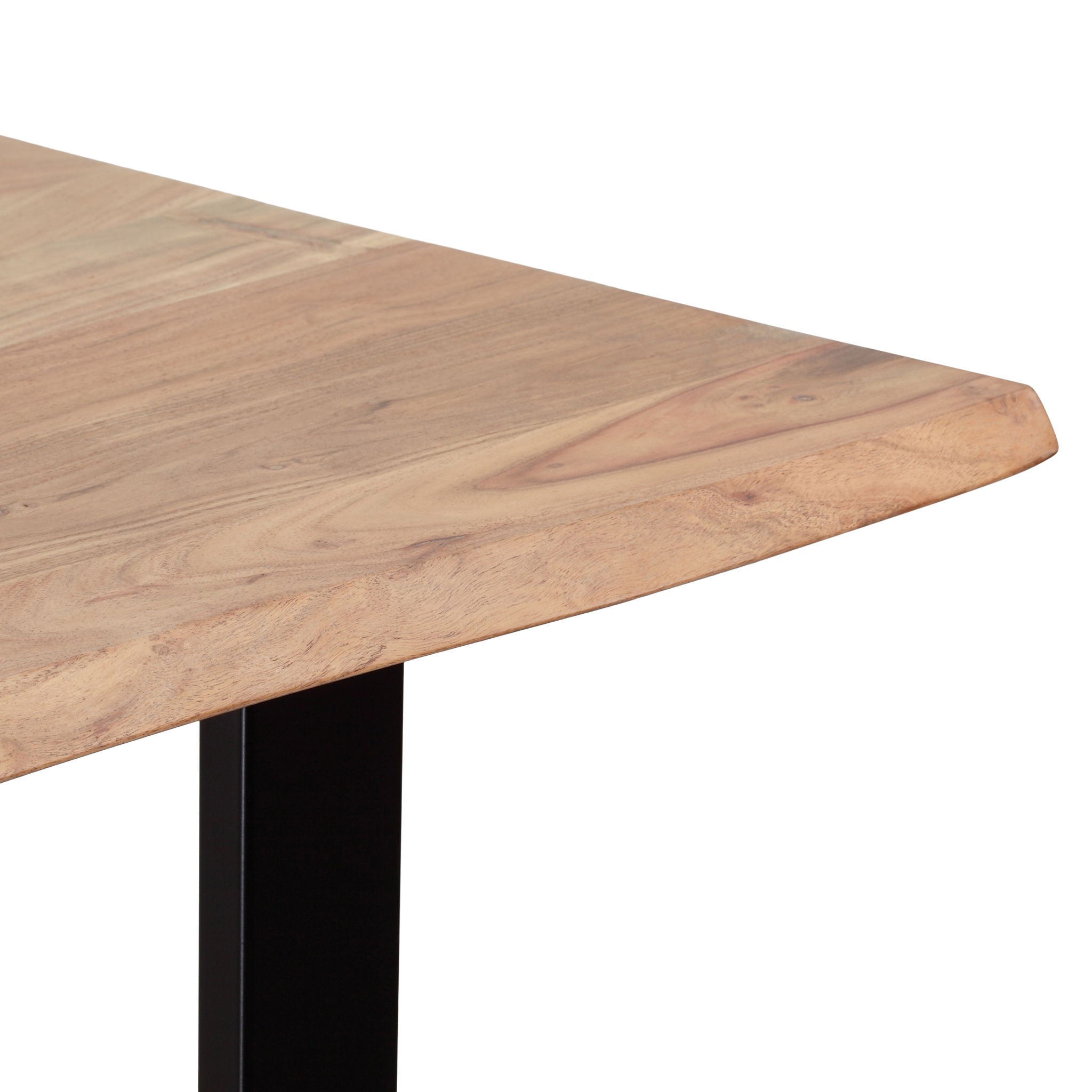 Dining Table With Top And Iron Frame - Natural / Black