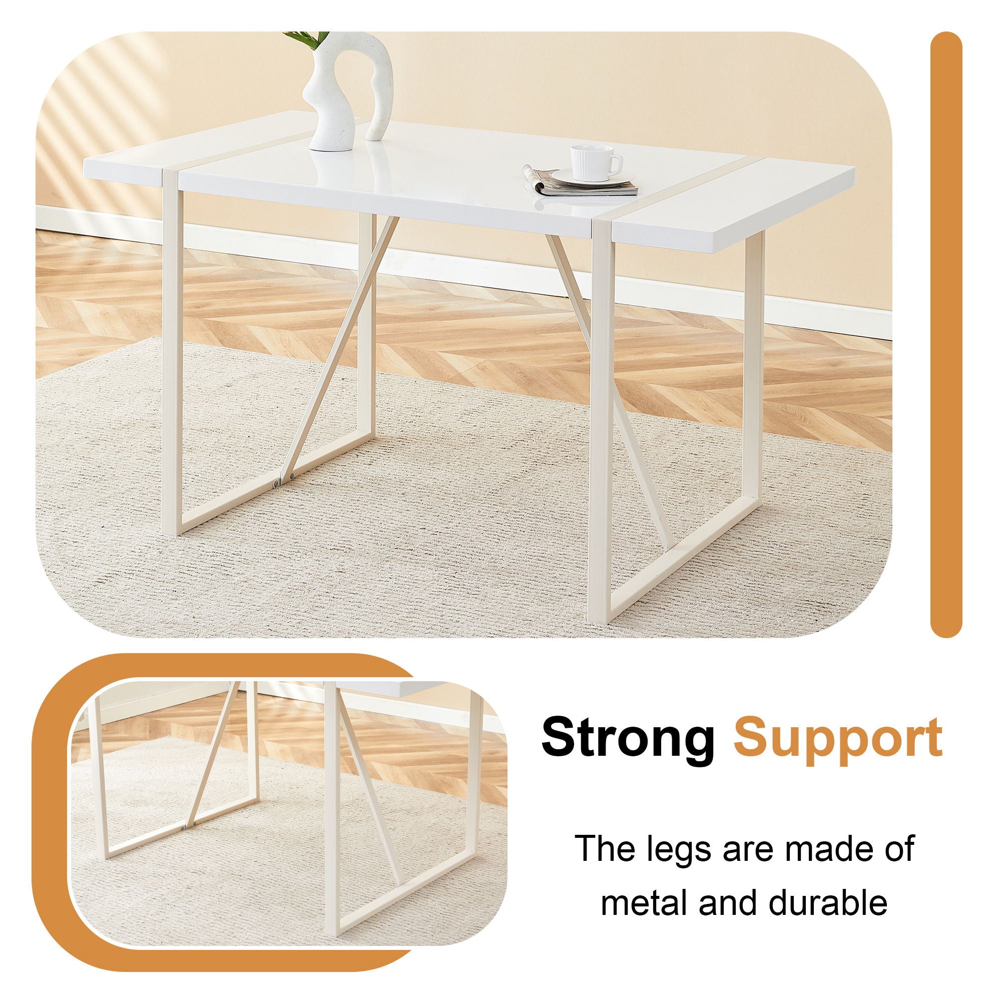 Industrial Rectangular Dining Table For 4 - 6 People