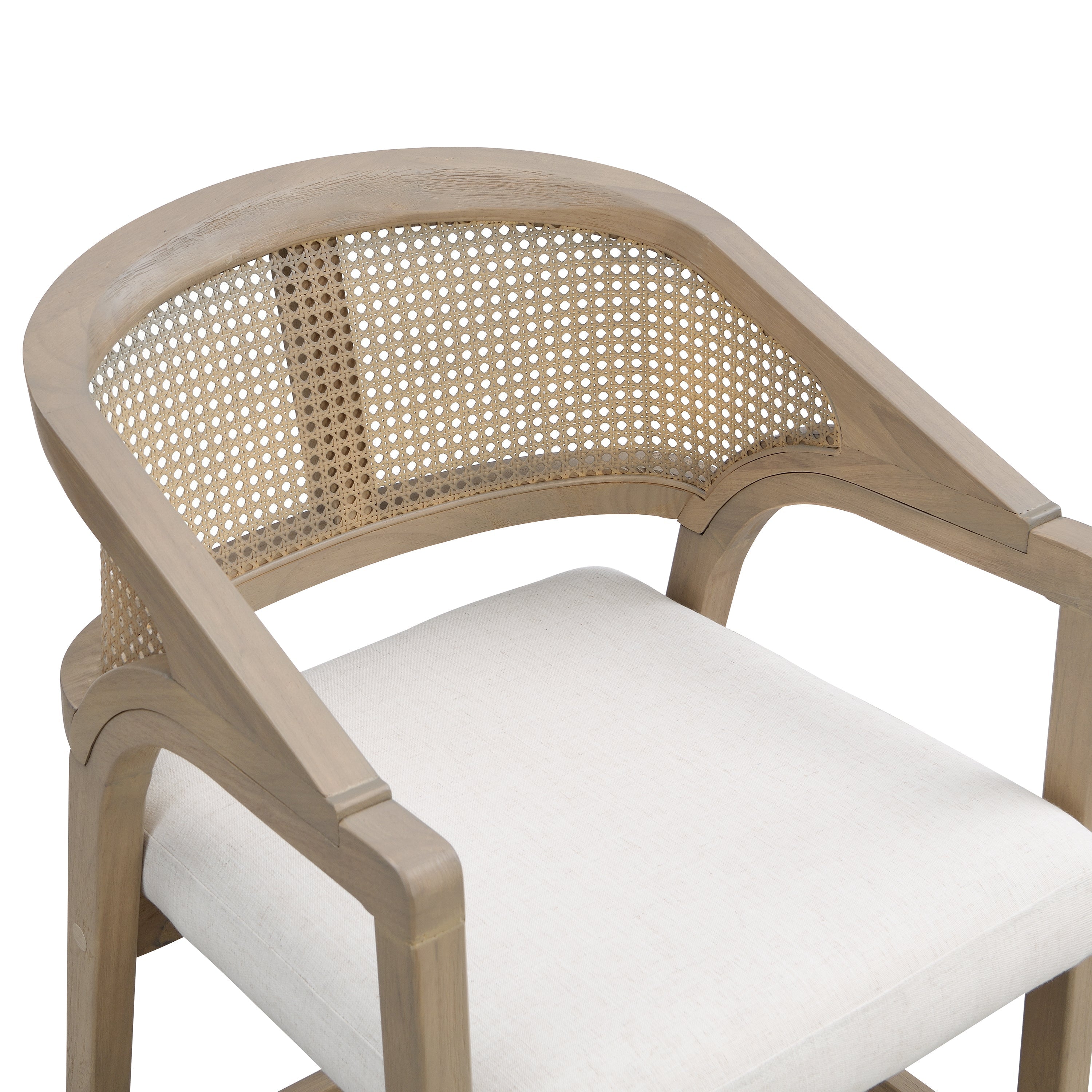 Wooden Frame Counter Stool with Rattan Back - Set of 2