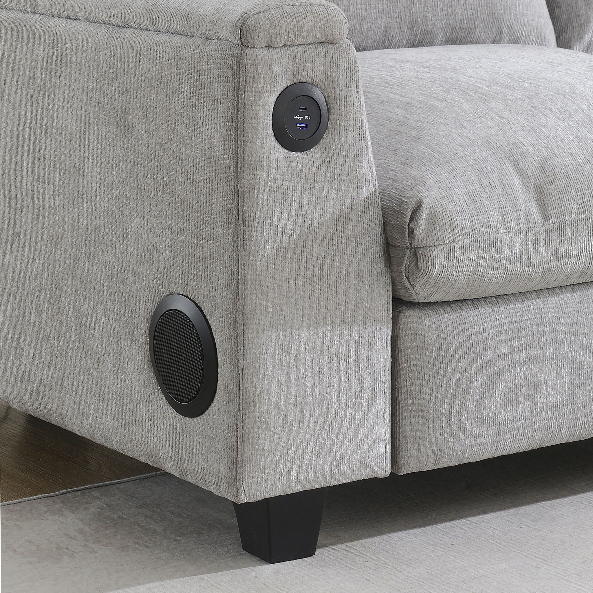 Sectional With Bluetooth Speaker Comfy Cloud Couch Set With Drop Down Table Cup Holders, USB Charger Storage Armrest Wide Seat Sofa - Best Buy Furniture