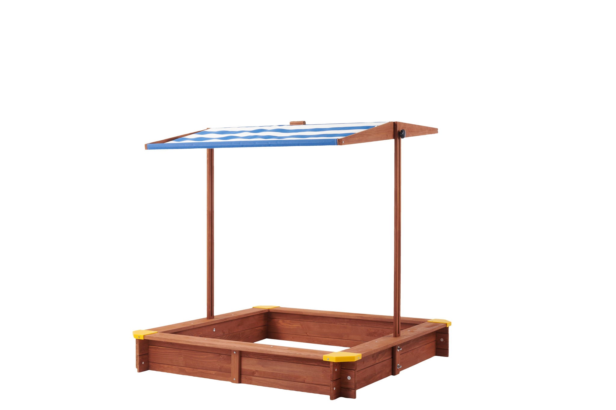 Kids Sandbox With Cover, Sand Box With Adjustable Canopy, Large Outdoor Cedar Sandpit For Backyard Play - Reddish Brown