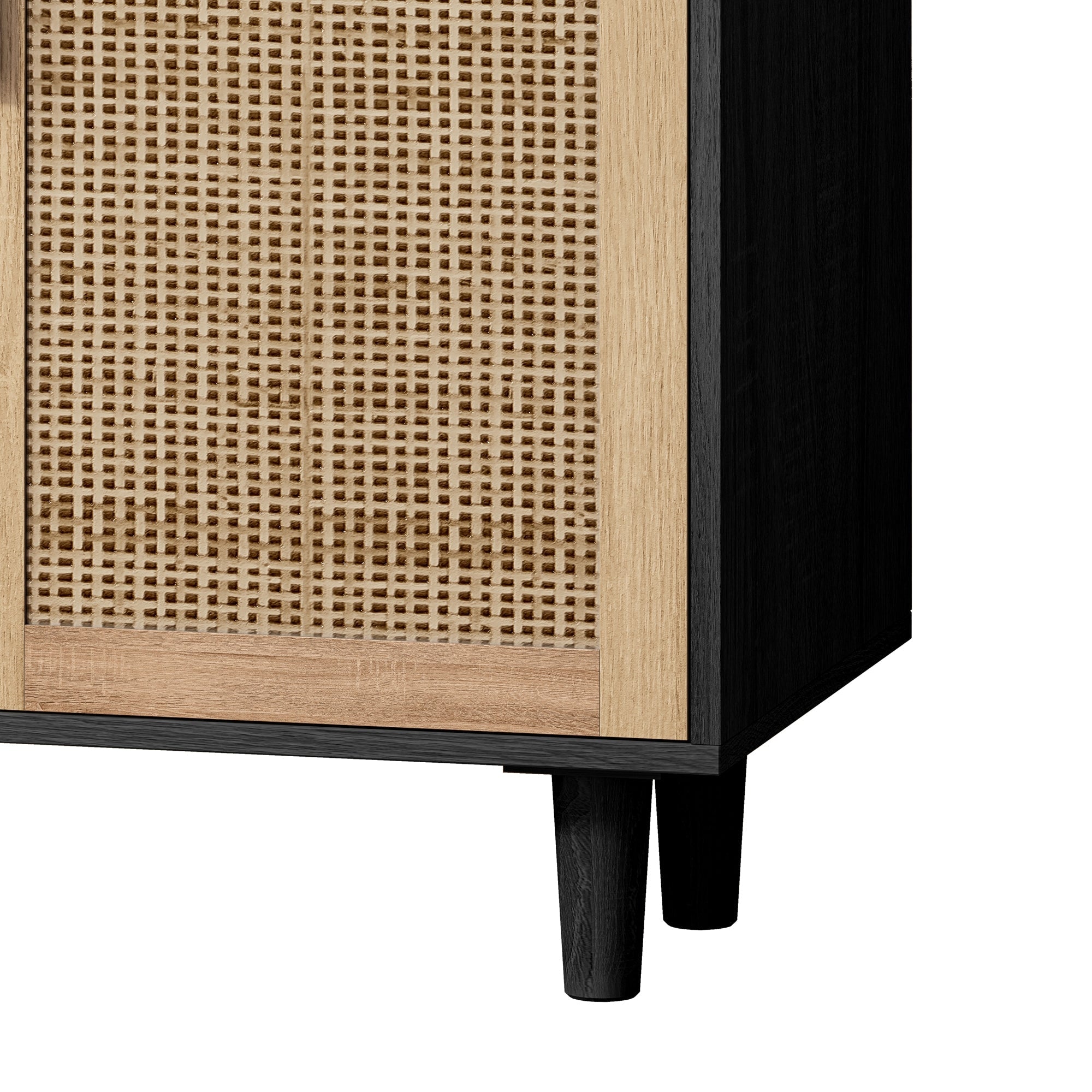 Elegant and Functional 4-Door Rattan Decorative Storage Cabinet