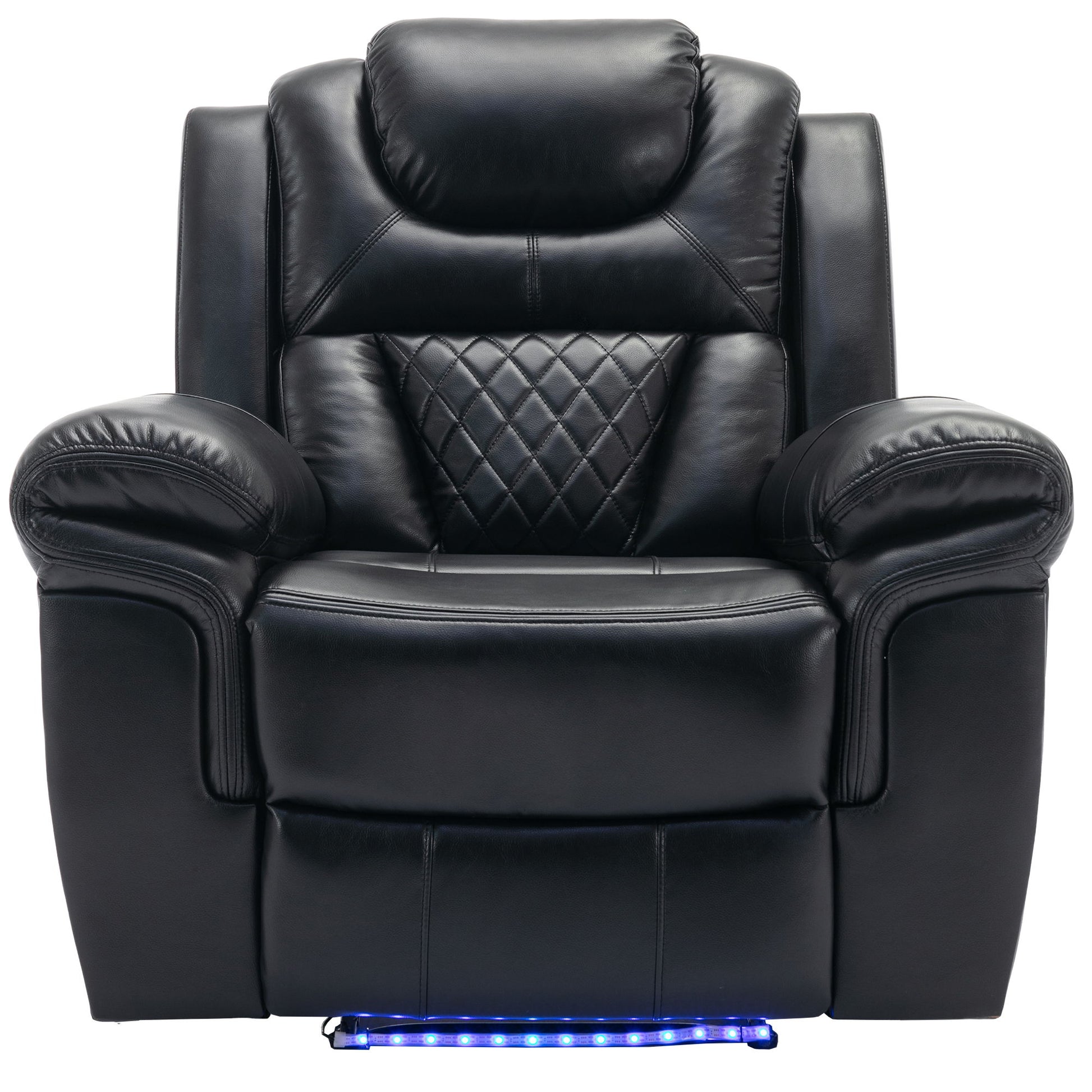 3 Pieces Recliner Sofa Sets Home Theater Seating Manual Recliner Chair With Center Console And LED Light Strip For Living Room - Best Buy Furniture