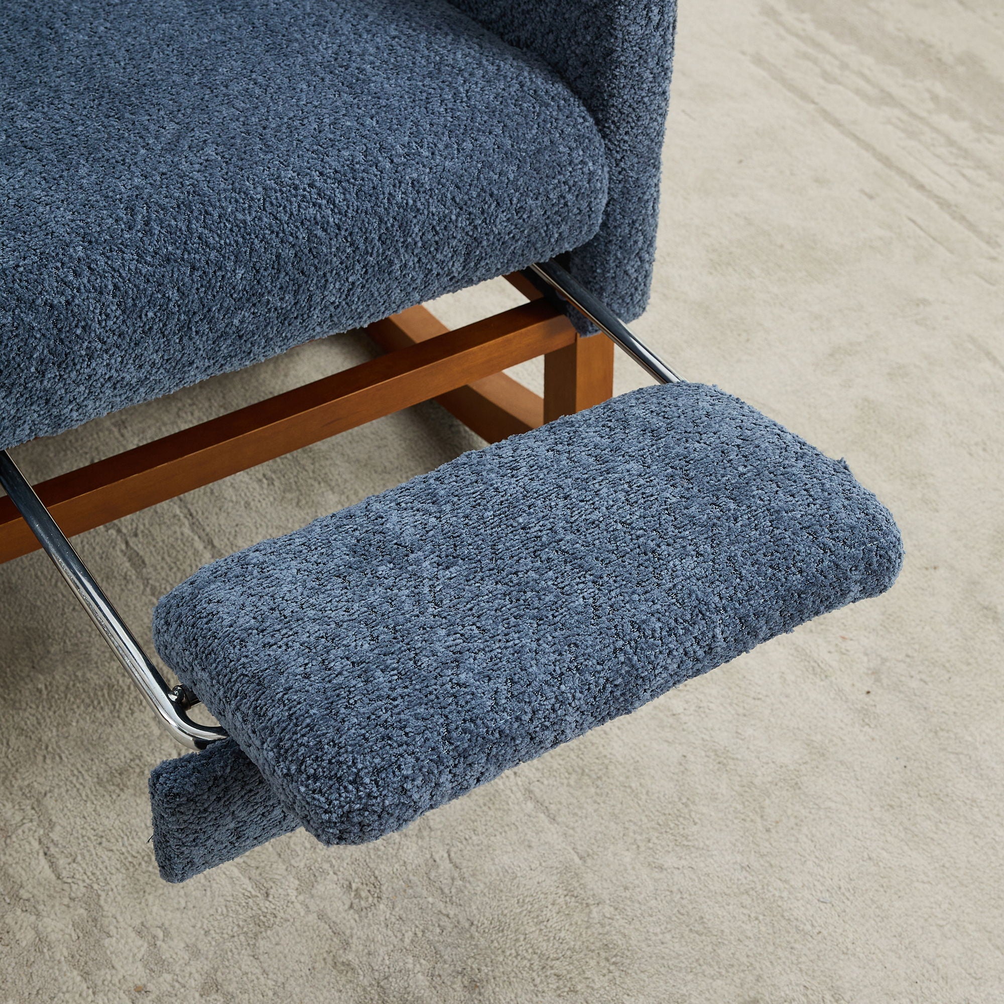 High Back Glider Rocking Chair With Retractable Footrest And Rubber Wood Legs